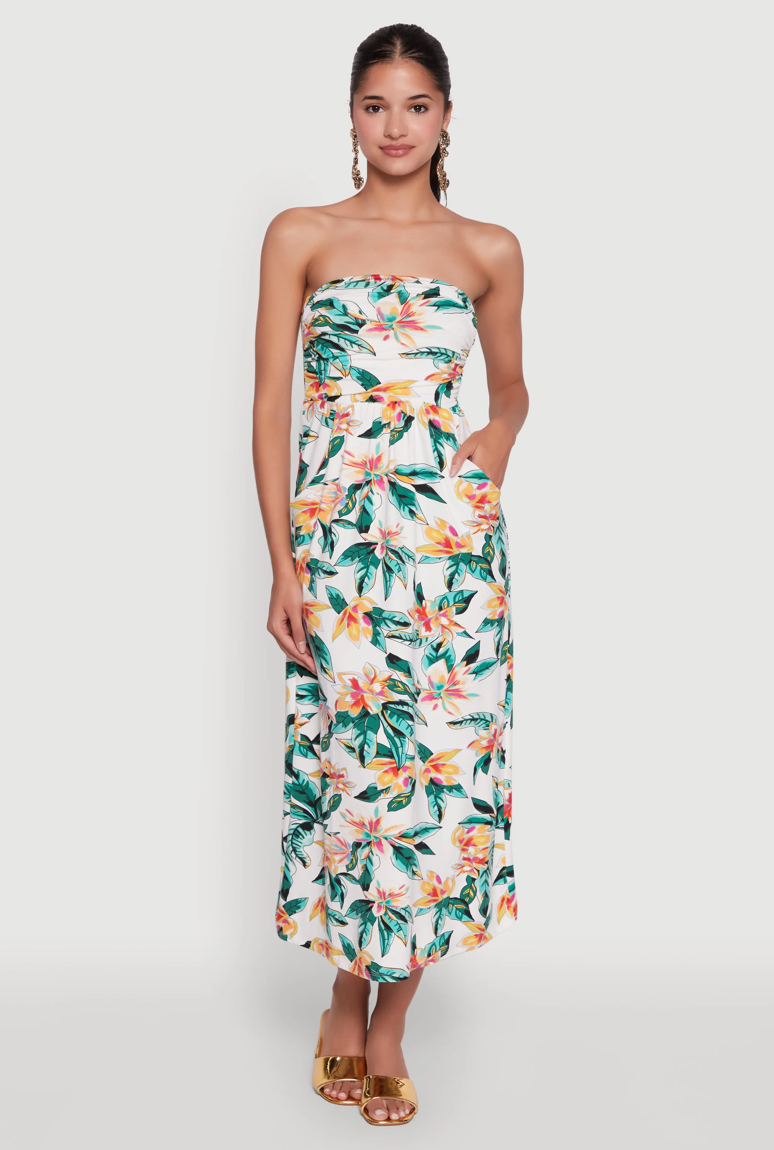 Floral Print Tube Sundress with Classic Fit sold by Rainbow