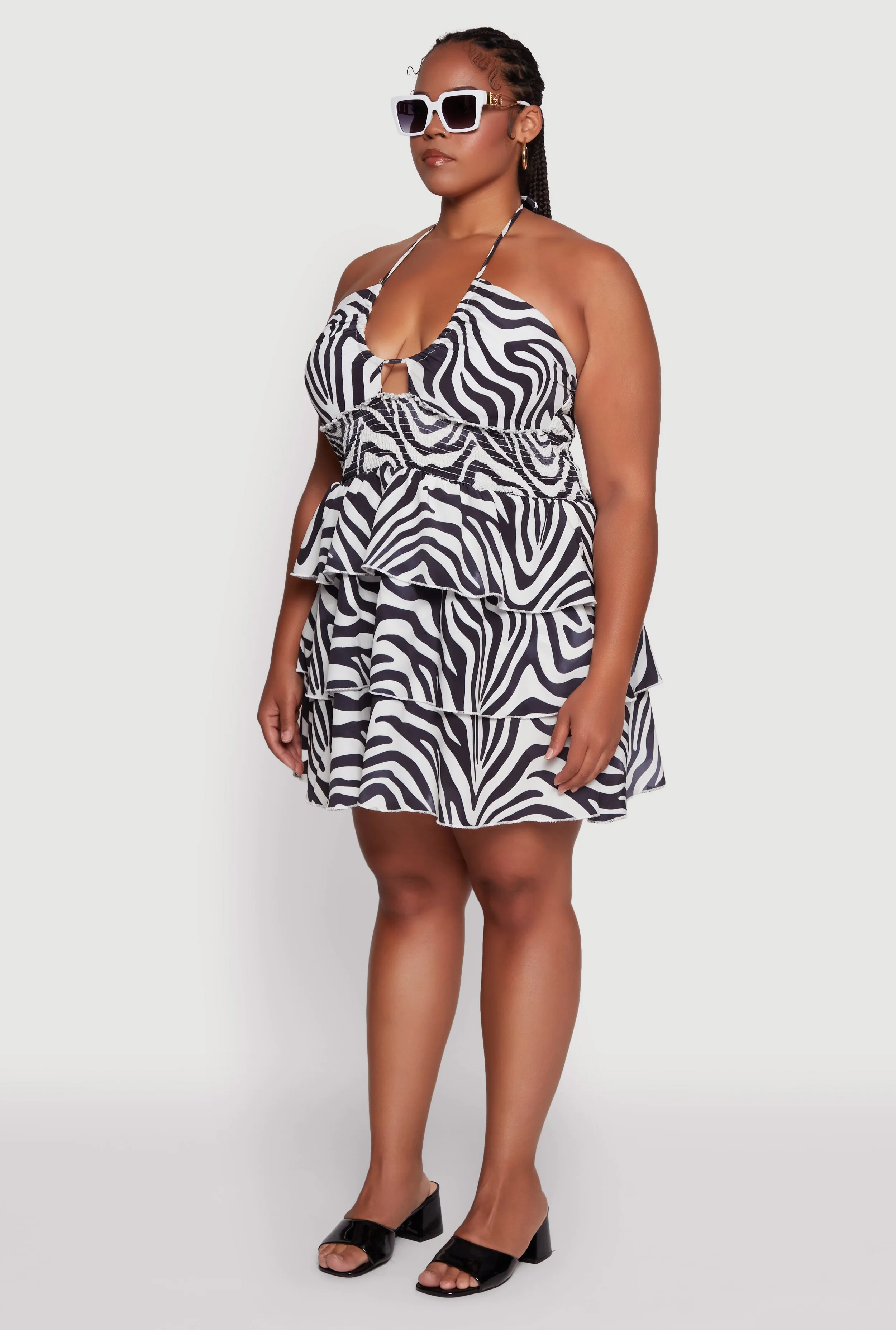 Plus Size Animal Print Tiered Halter Dress sold by Rainbow product image thumbnail 3