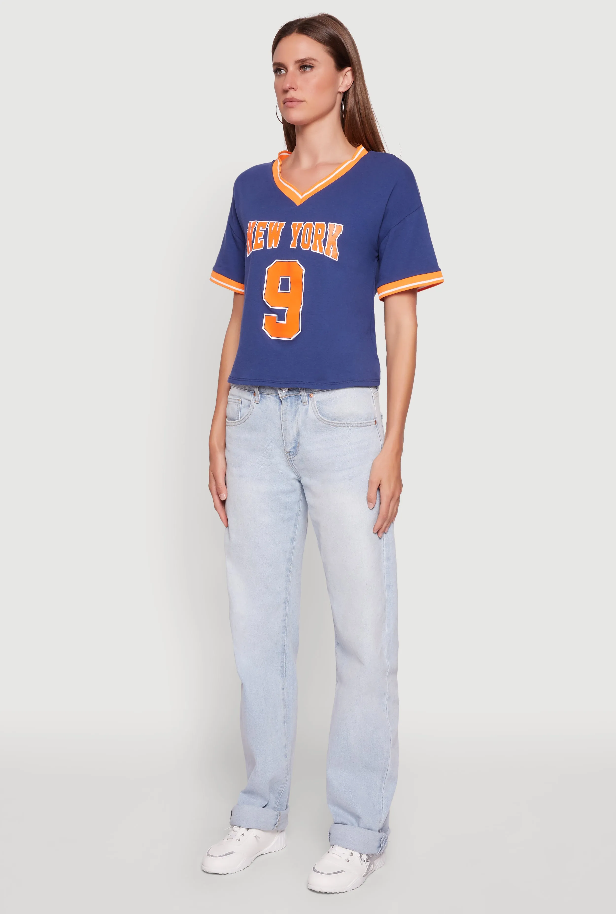 Trendy Graphic New York 9 V-Neck Football T-Shirt sold by Rainbow product image thumbnail 5