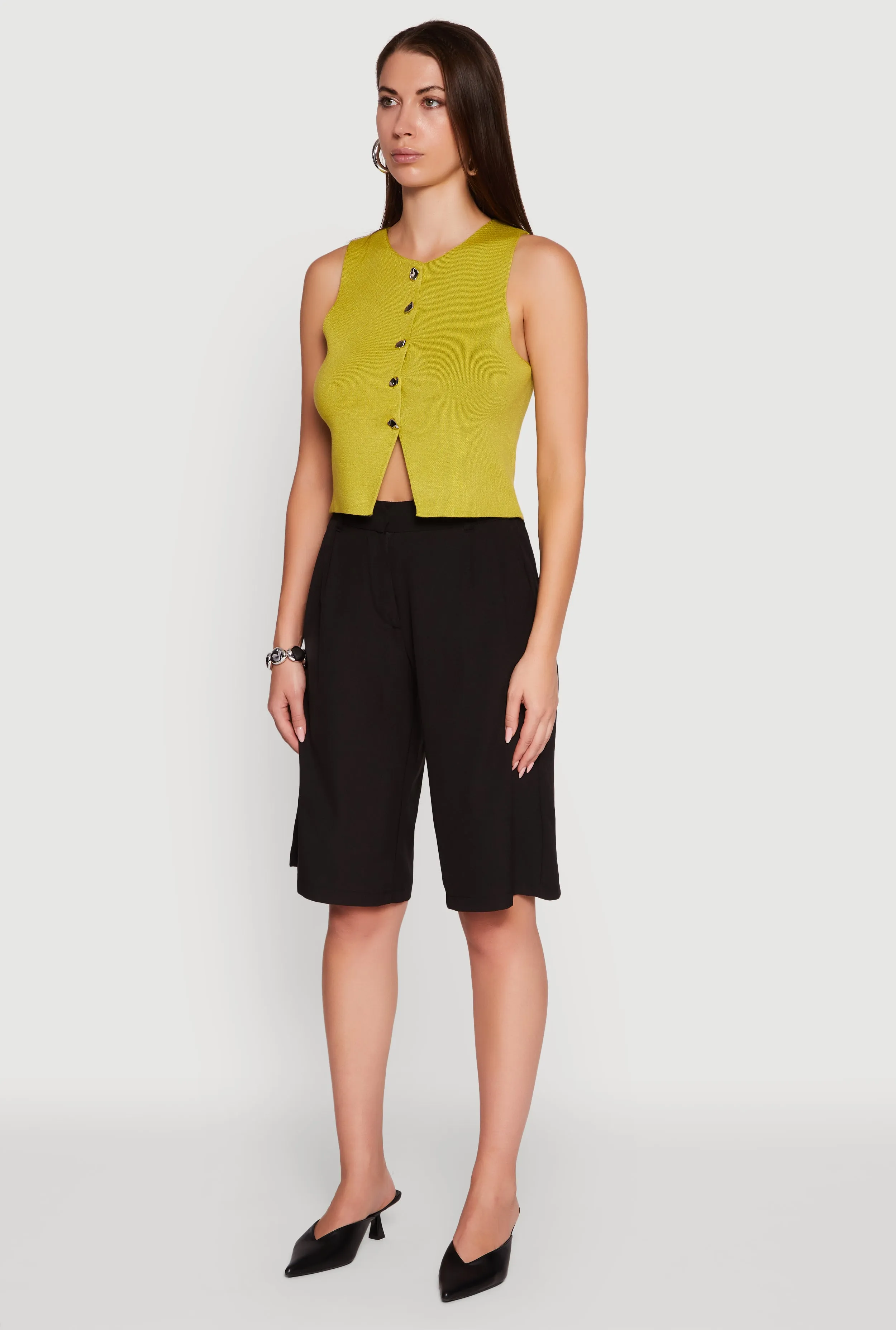 Metallic Button Front Sleeveless Sweater Vest sold by Rainbow product image thumbnail 5