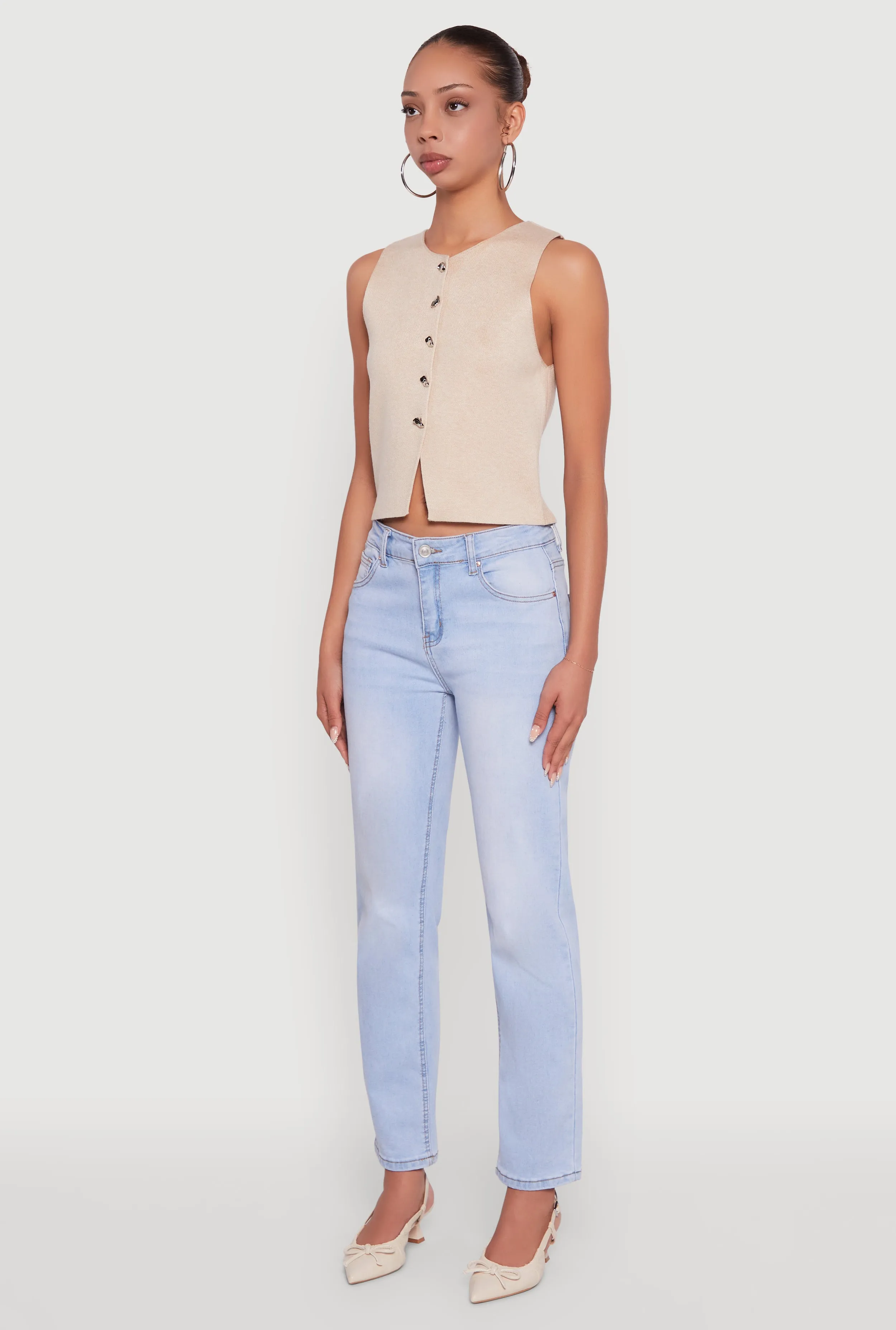 Metallic Button Front Sleeveless Sweater Vest sold by Rainbow product image thumbnail 5