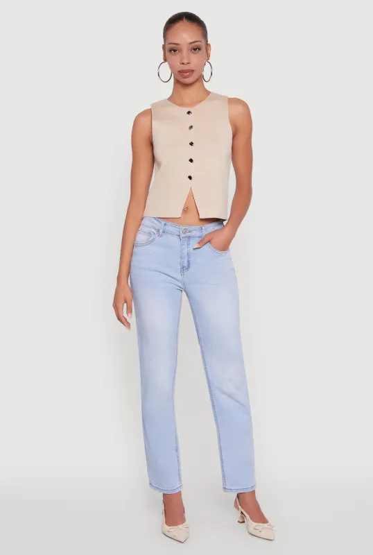 Metallic Button Front Sleeveless Sweater Vest sold by Rainbow