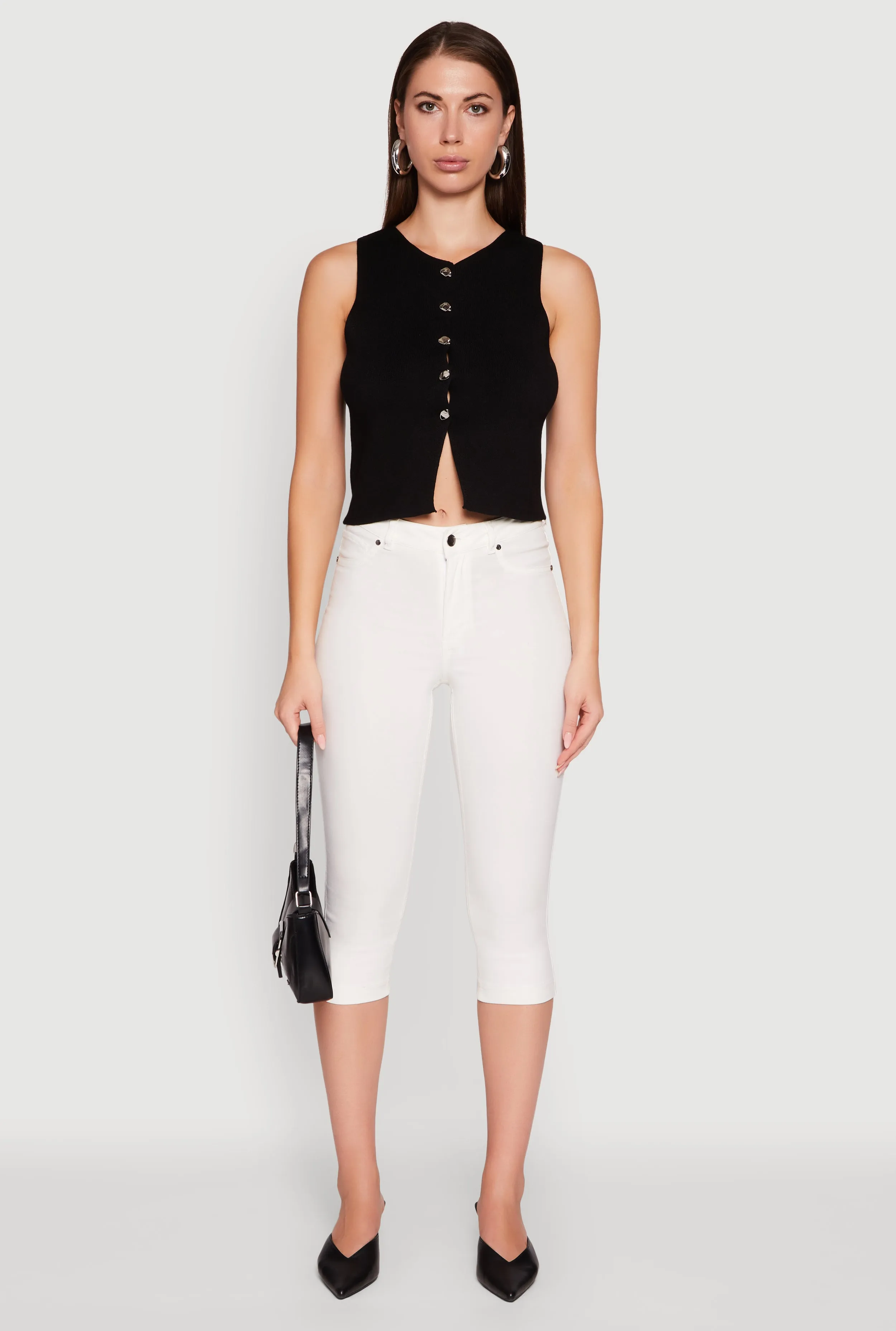 Metallic Button Front Sleeveless Sweater Vest sold by Rainbow product image thumbnail 3