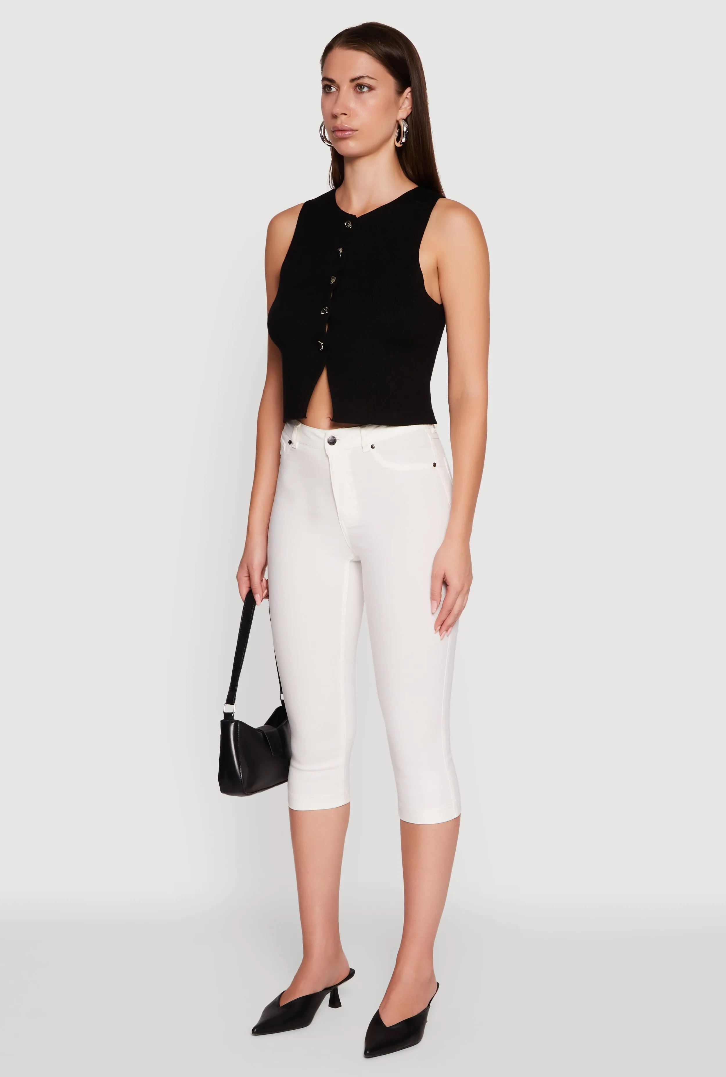 Metallic Button Front Sleeveless Sweater Vest sold by Rainbow product image thumbnail 5