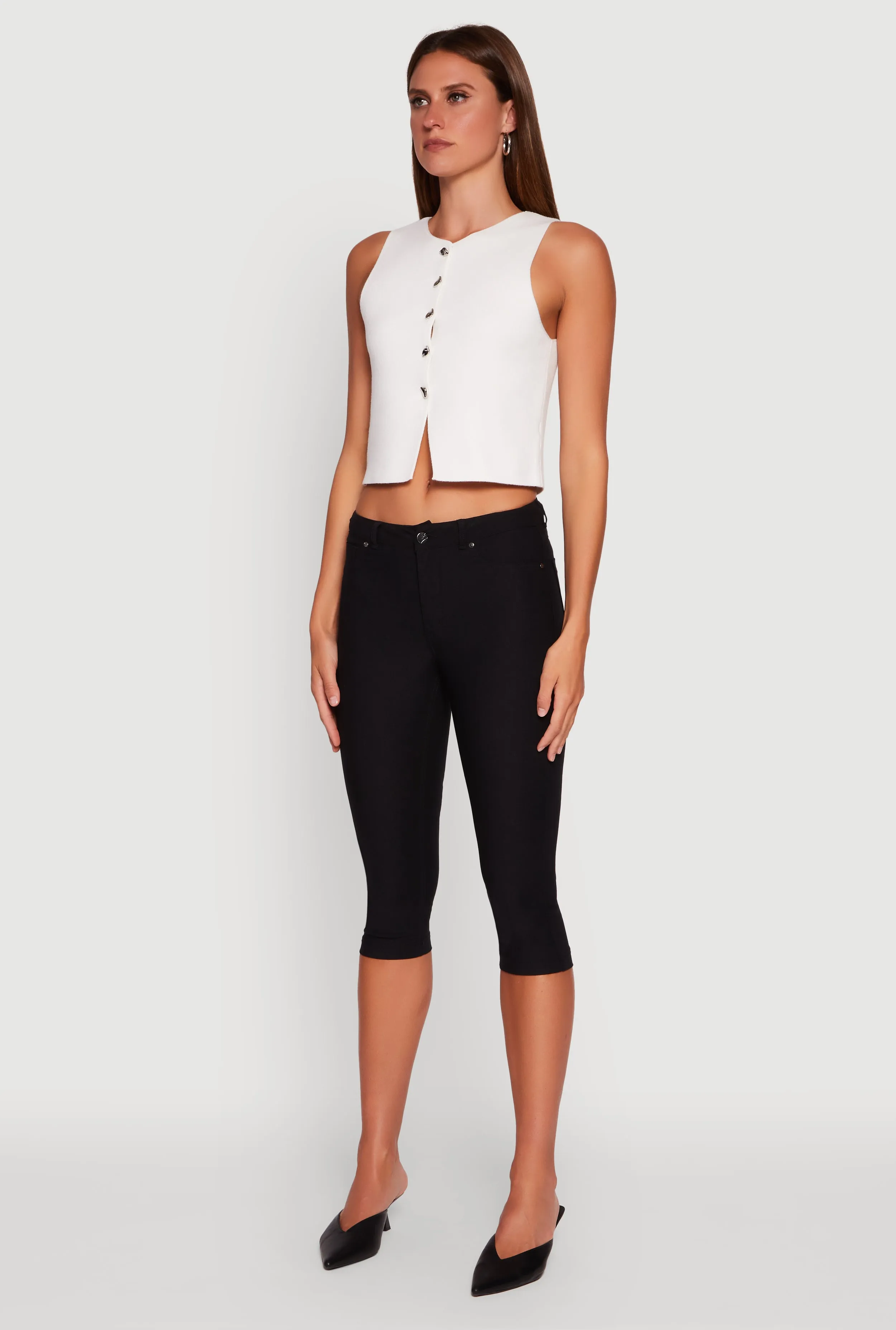 Metallic Button Front Sleeveless Sweater Vest sold by Rainbow product image thumbnail 5