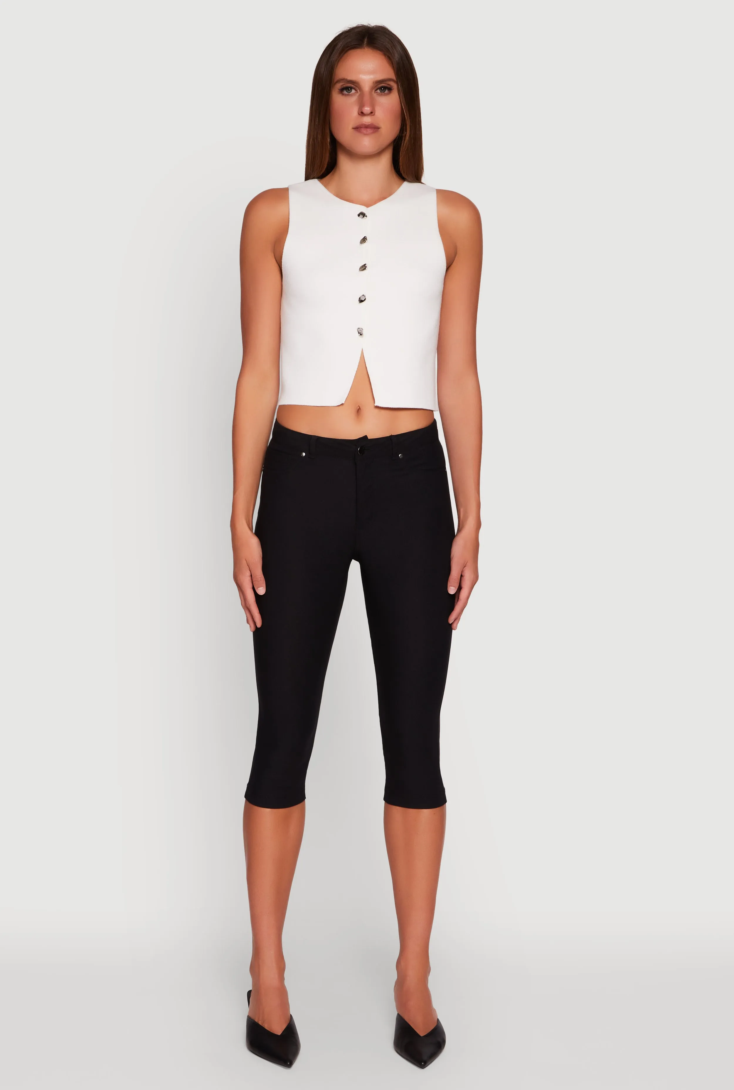 Metallic Button Front Sleeveless Sweater Vest sold by Rainbow product image thumbnail 3