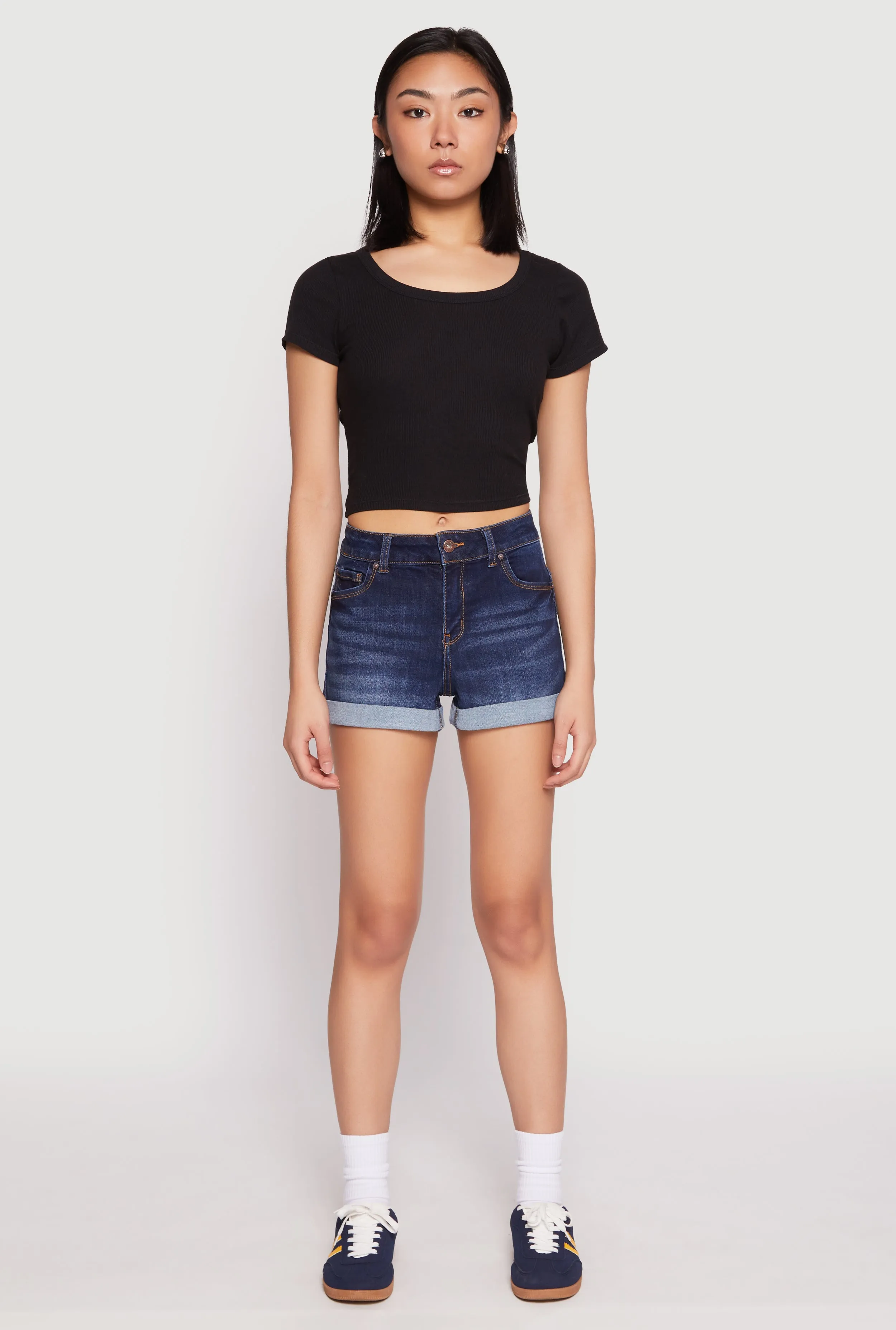WAX Fixed Cuff High Waist Denim Shorts sold by Rainbow product image thumbnail 4