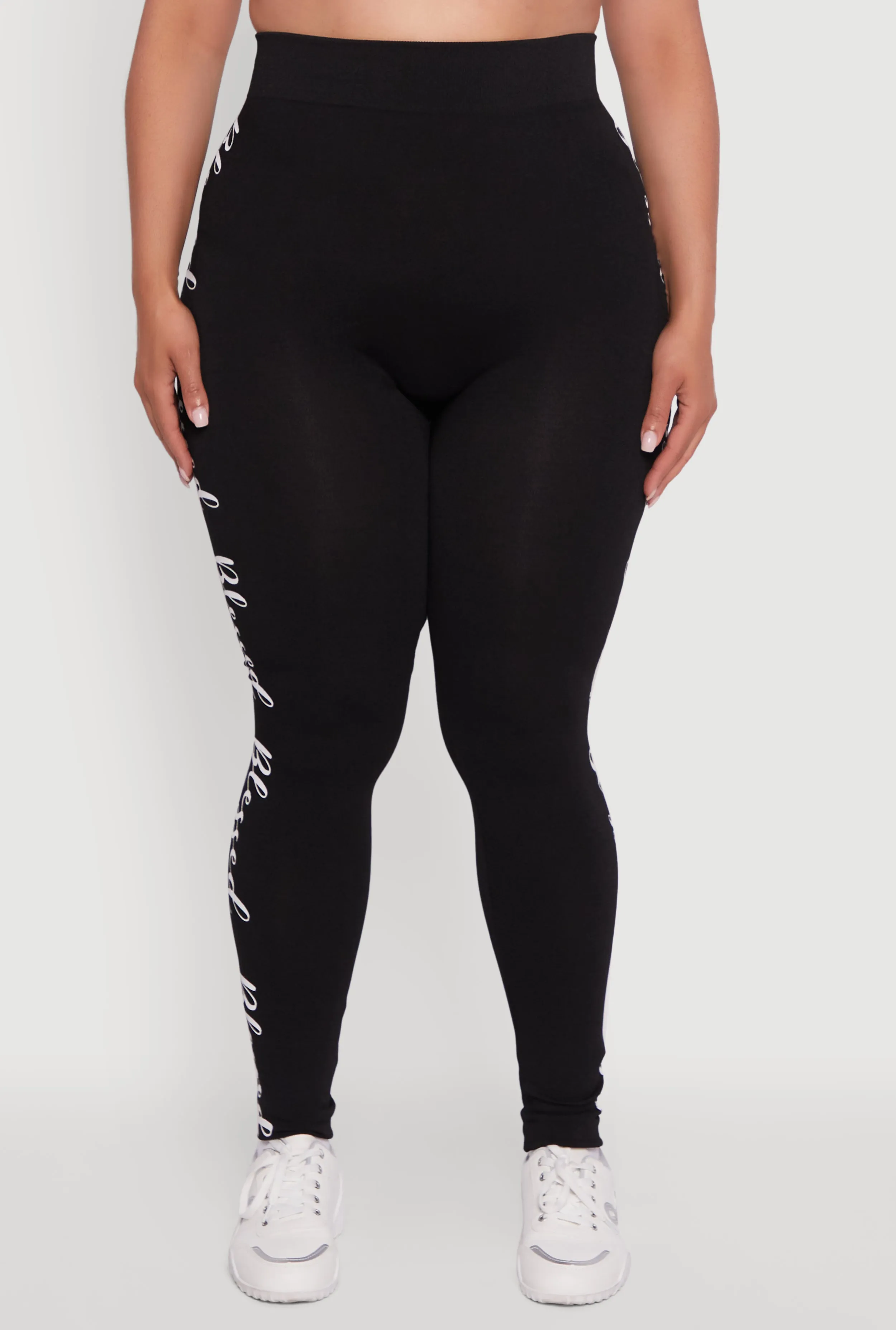 Plus Size Seamless Blessed Graphic Leggings sold by Rainbow product image thumbnail 5