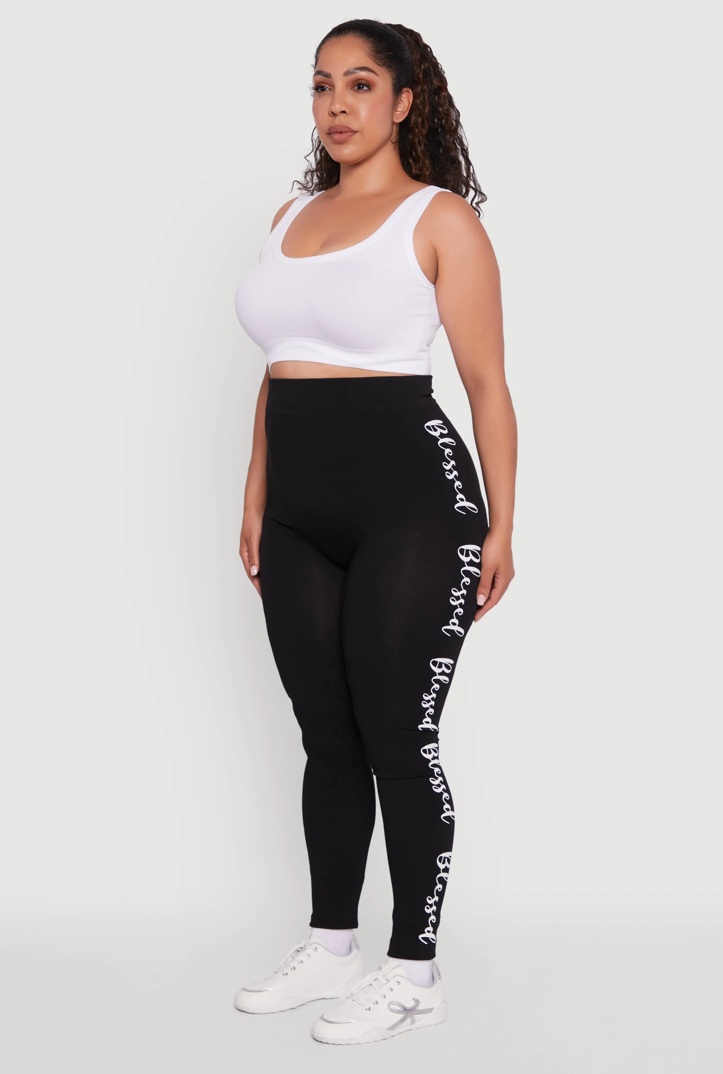 Plus Size Seamless Blessed Graphic Leggings sold by Rainbow product image thumbnail 3