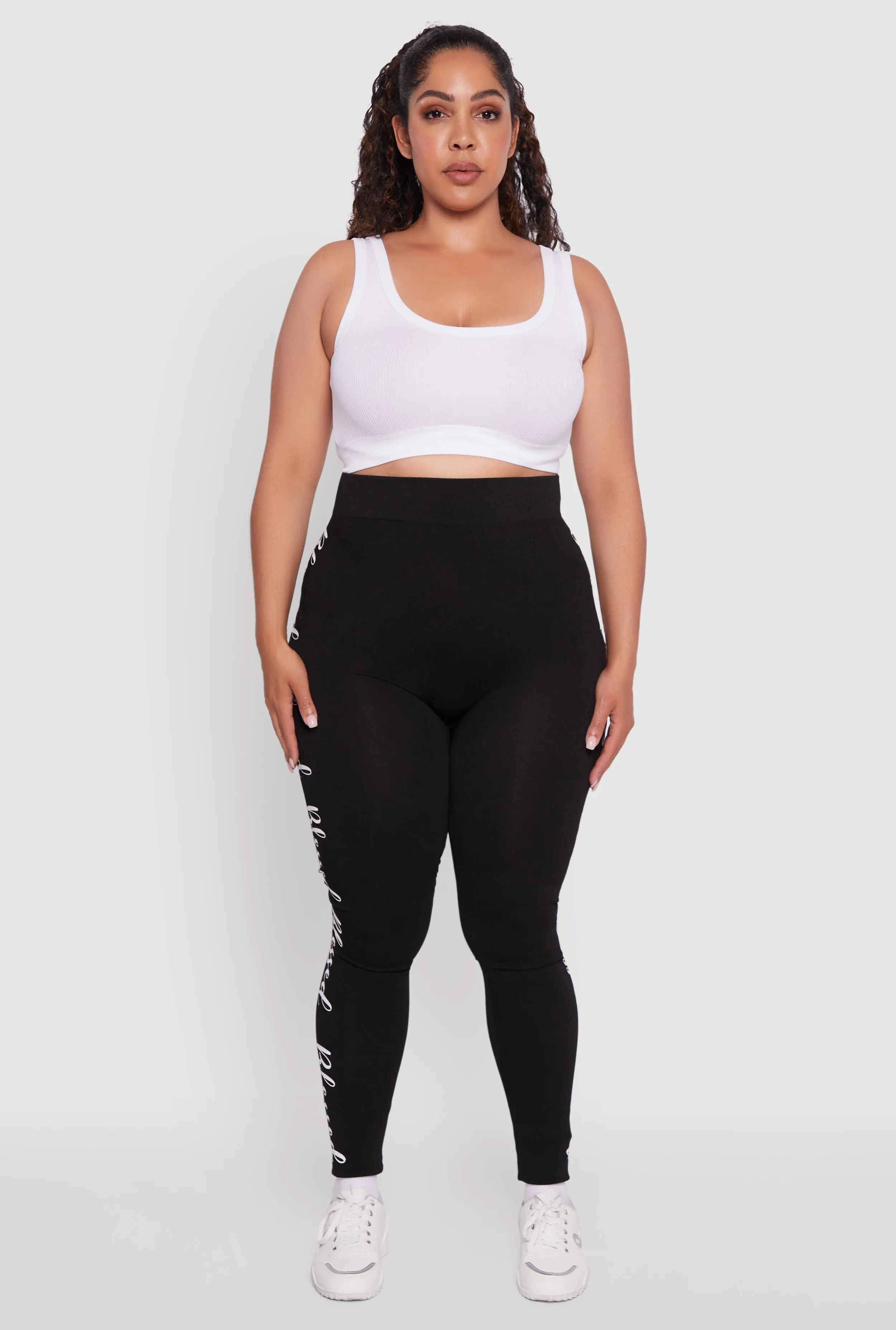 Plus Size Seamless Blessed Graphic Leggings sold by Rainbow product image thumbnail 2