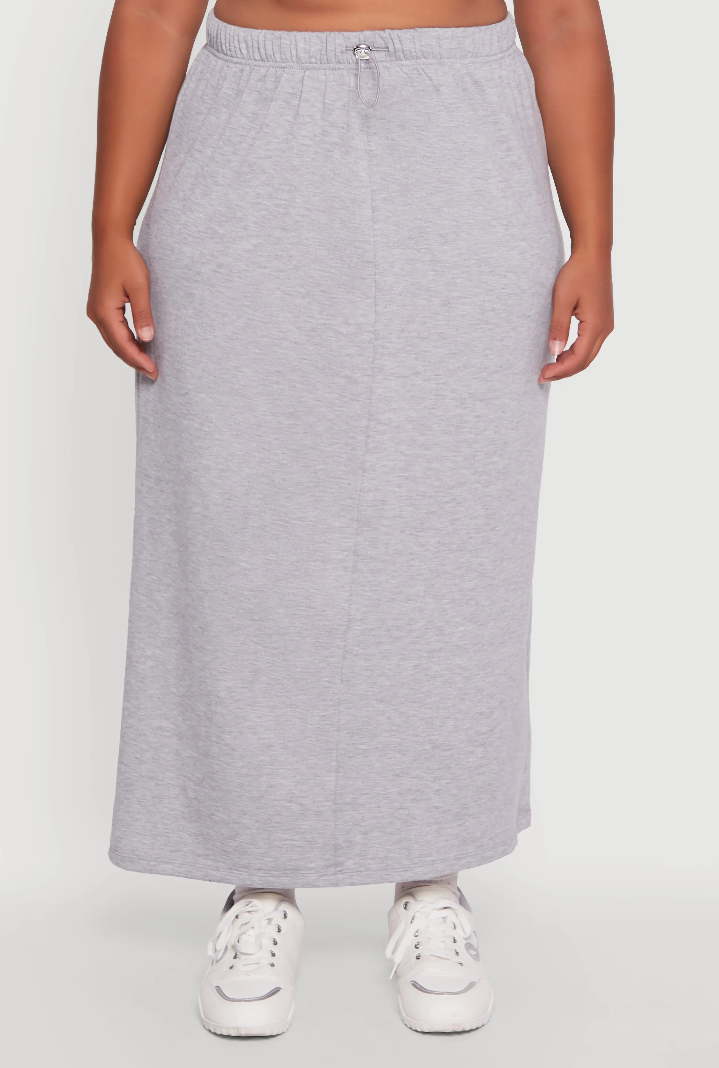 Plus Size Toggle Drawstring Solid Fleece Maxi Skirt sold by Rainbow product image thumbnail 3