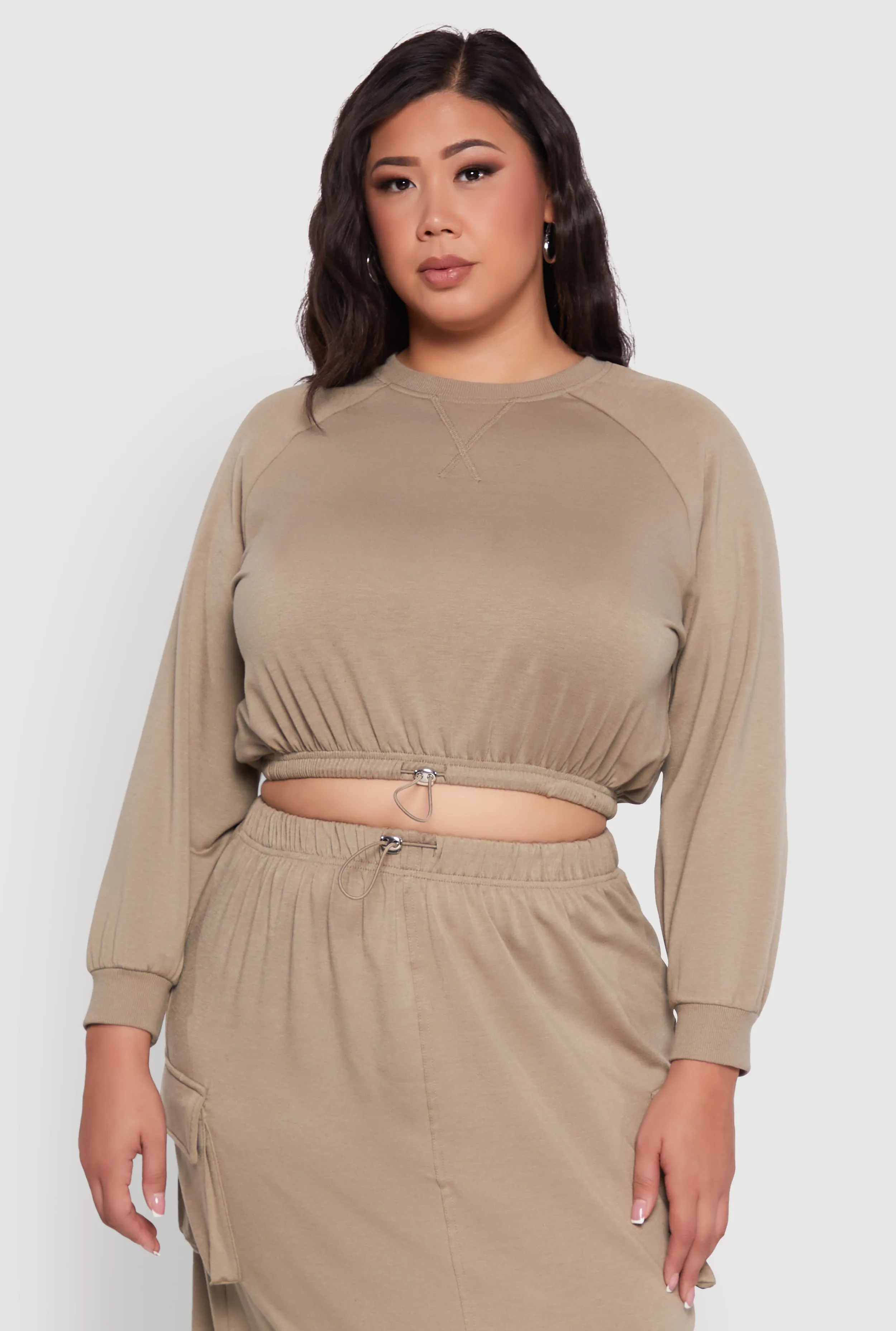 Plus Size Pullover Sweatshirt with Toggle Drawstring Hem sold by Rainbow