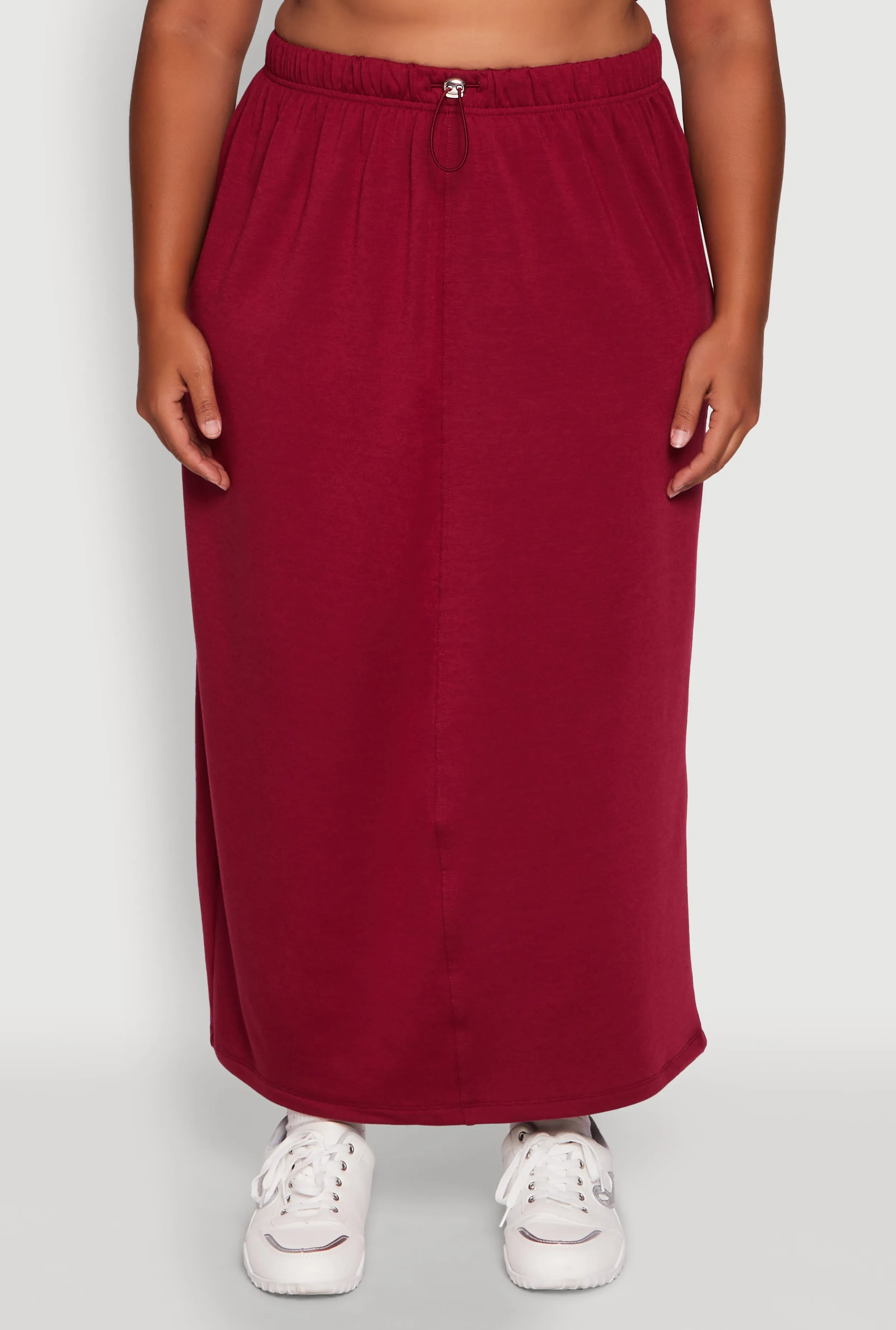 Plus Size Toggle Drawstring Solid Fleece Maxi Skirt sold by Rainbow product image thumbnail 3