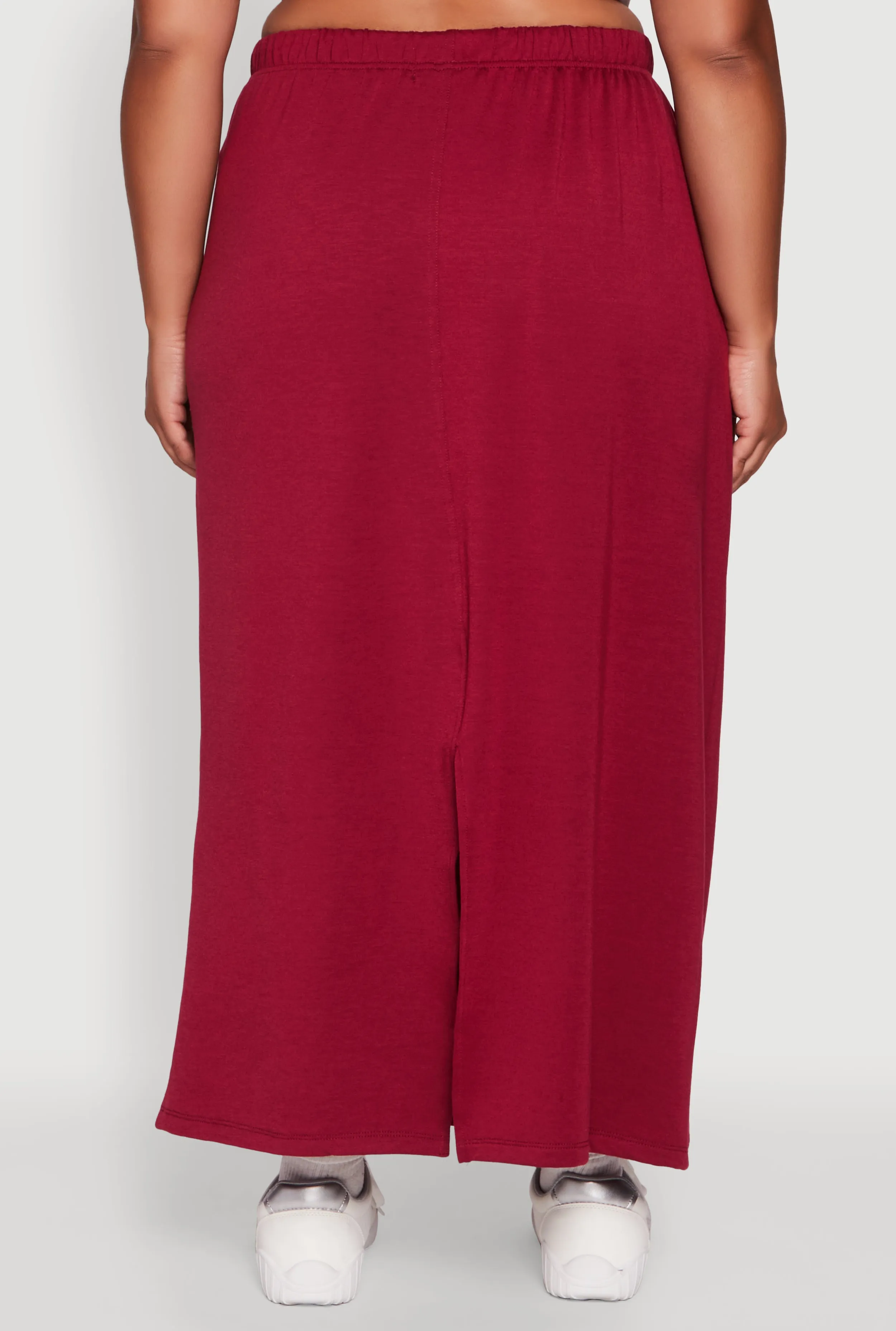 Plus Size Toggle Drawstring Solid Fleece Maxi Skirt sold by Rainbow product image thumbnail 5