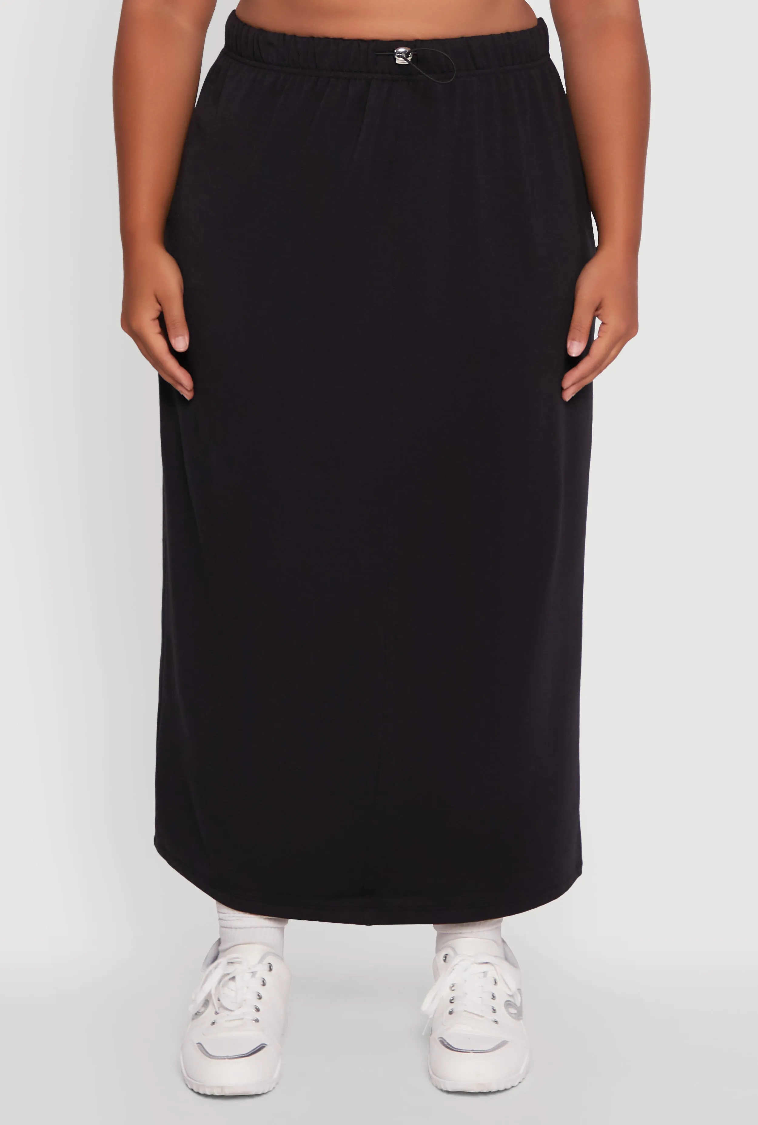 Plus Size Toggle Drawstring Solid Fleece Maxi Skirt sold by Rainbow product image thumbnail 3