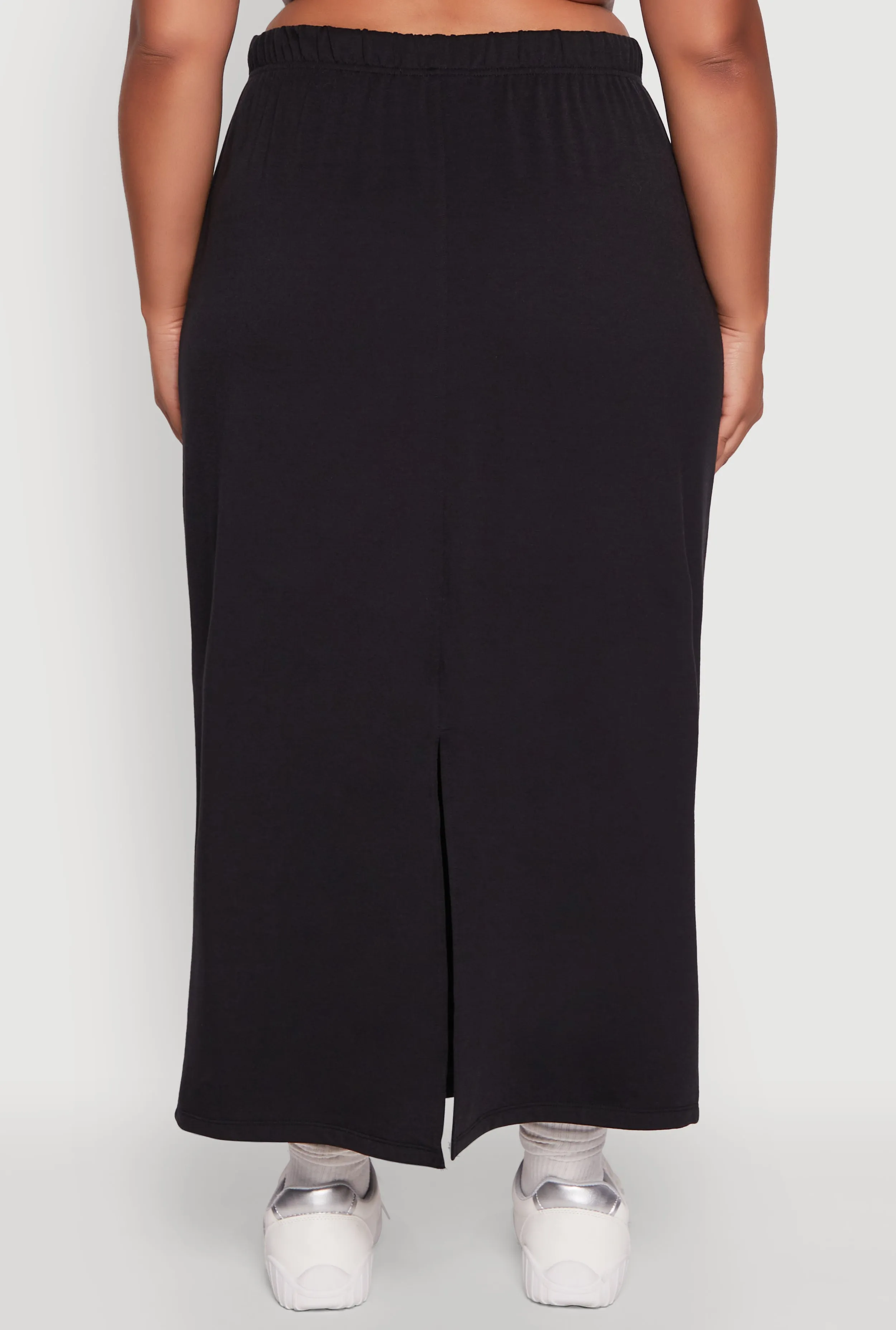 Plus Size Toggle Drawstring Solid Fleece Maxi Skirt sold by Rainbow product image thumbnail 5