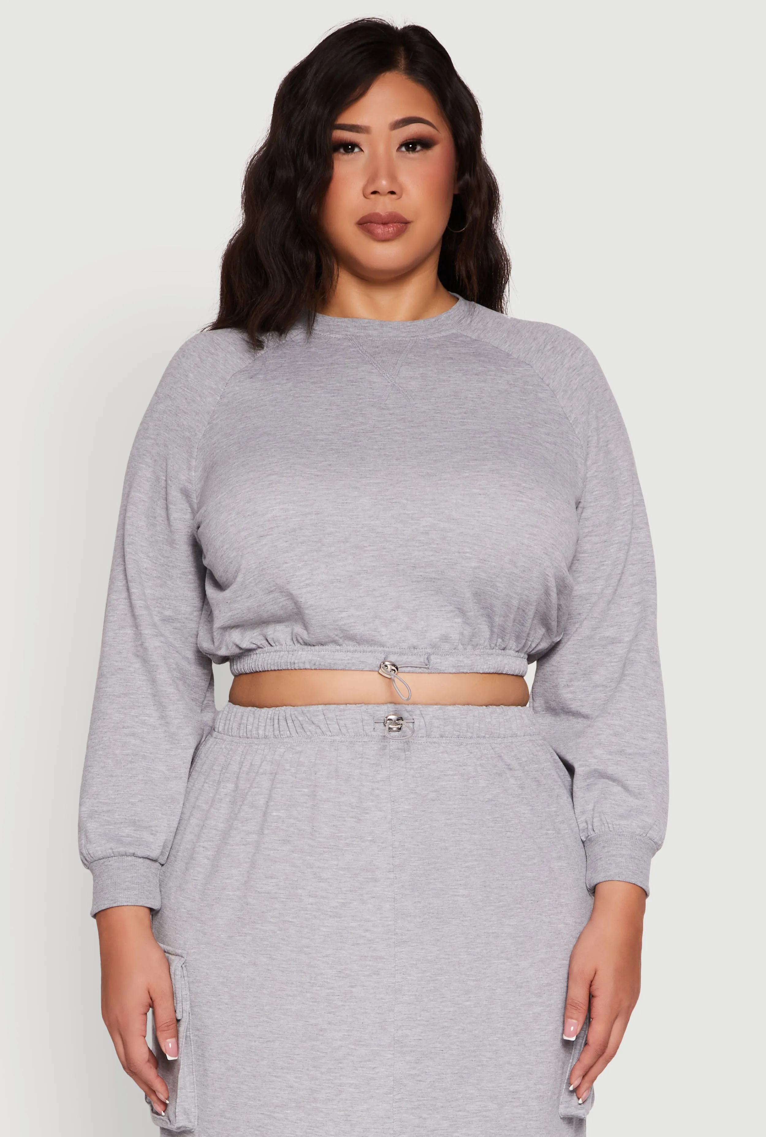 Plus Size Pullover Sweatshirt with Toggle Drawstring Hem sold by Rainbow