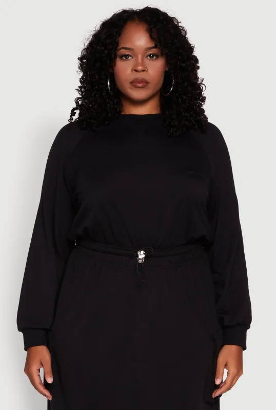 Plus Size Pullover Sweatshirt with Toggle Drawstring Hem sold by Rainbow