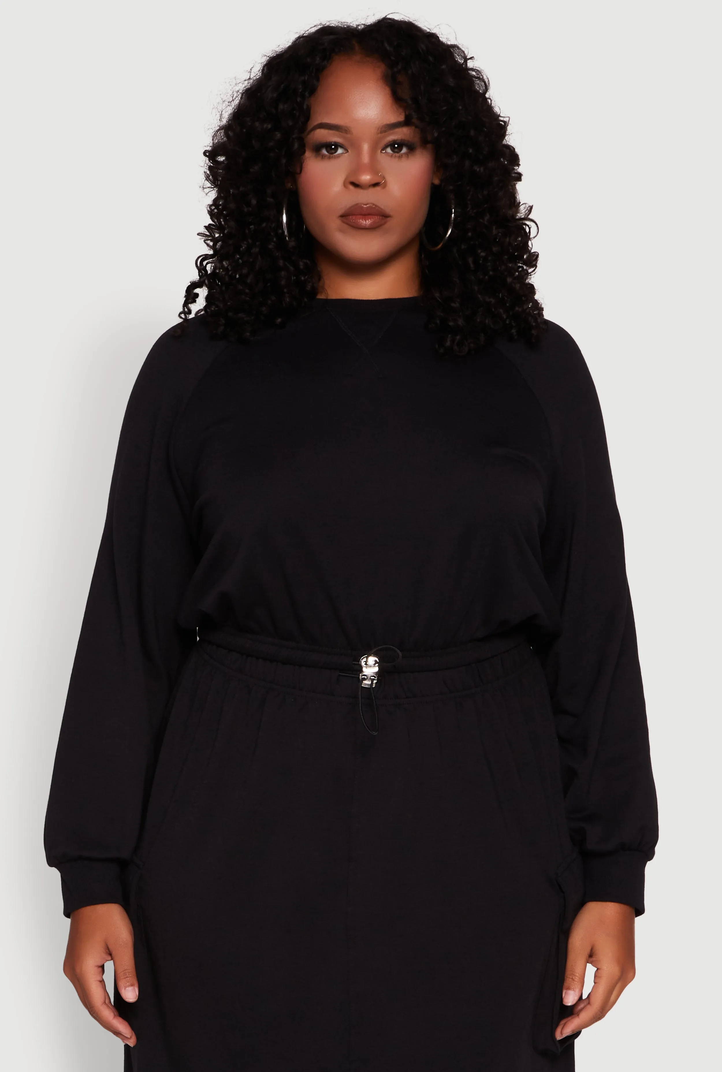 Plus Size Pullover Sweatshirt with Toggle Drawstring Hem sold by Rainbow