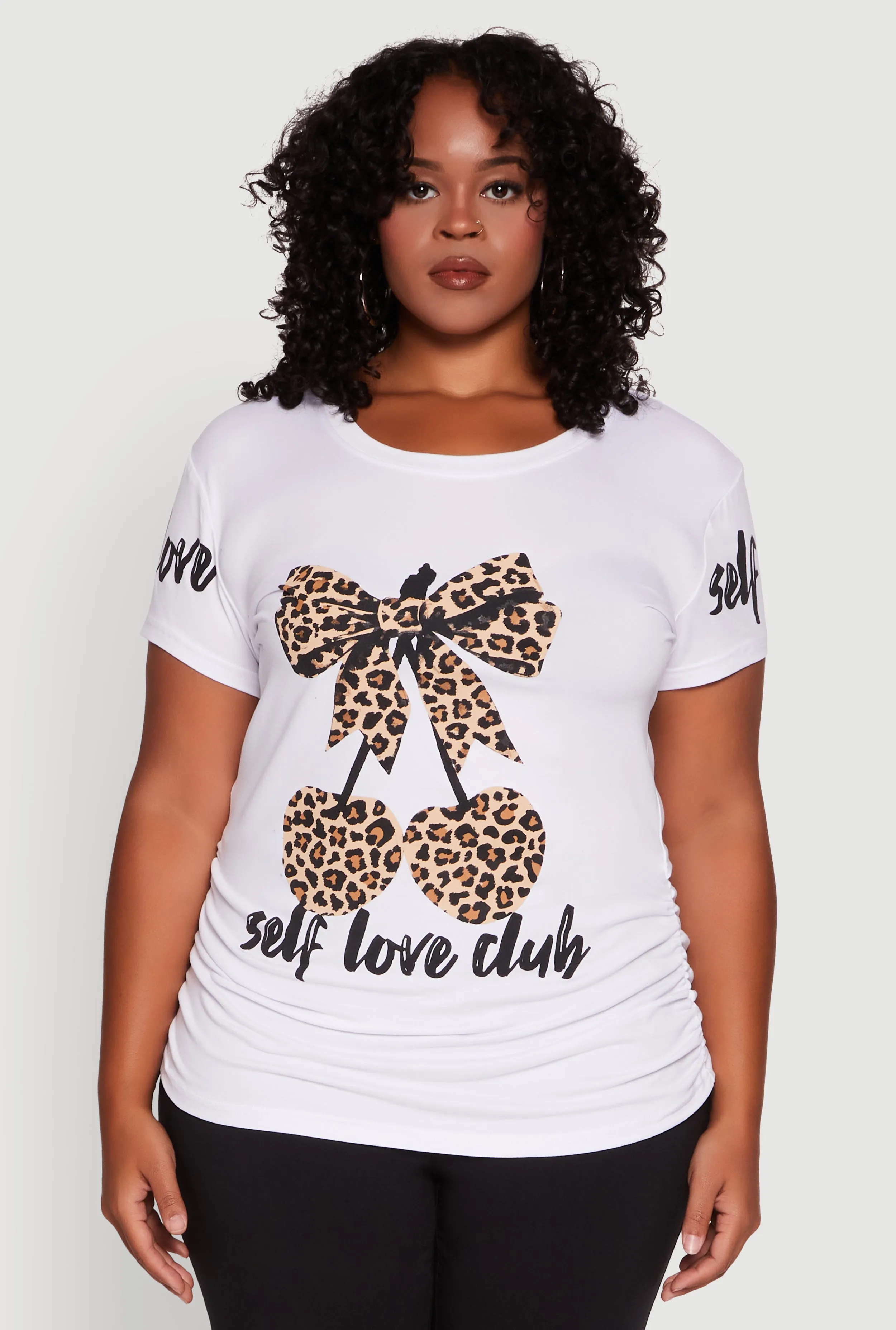 Plus Size Self Love Club Leopard Print Detail Graphic Tee sold by Rainbow product image thumbnail 2
