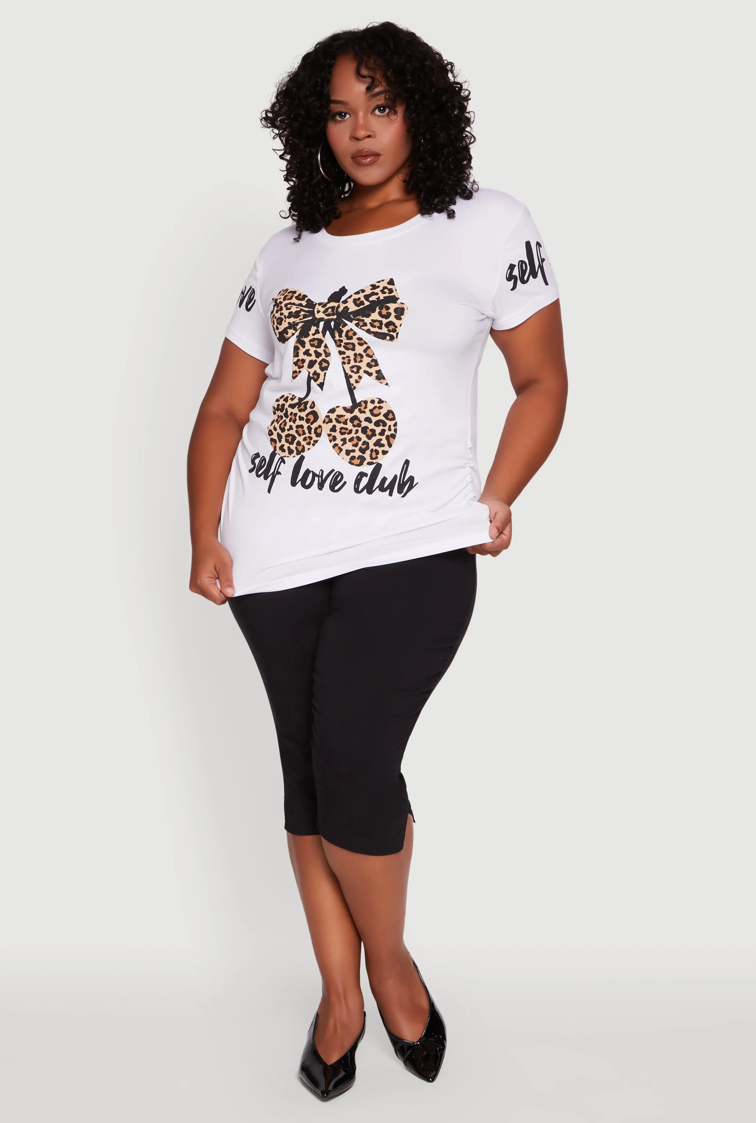 Plus Size Self Love Club Leopard Print Detail Graphic Tee sold by Rainbow product image thumbnail 3