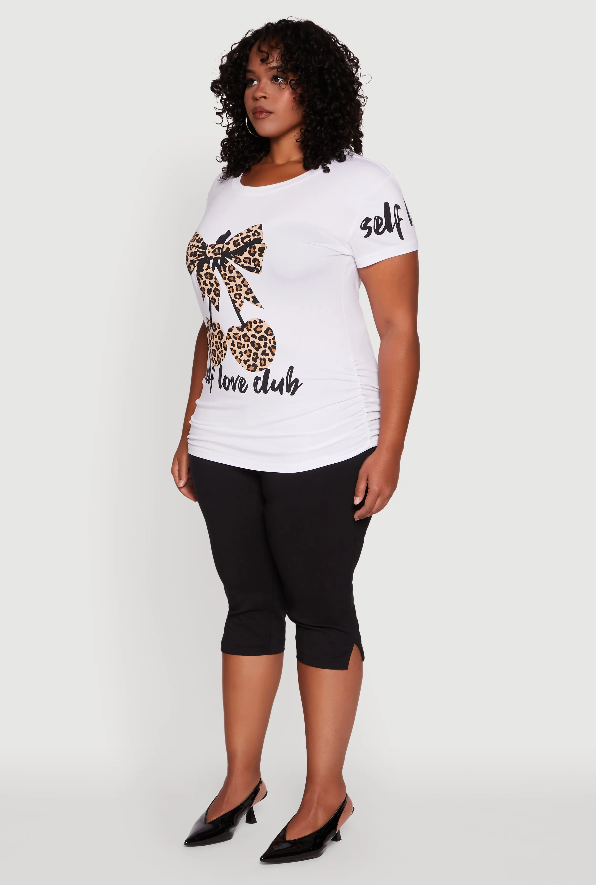 Plus Size Self Love Club Leopard Print Detail Graphic Tee sold by Rainbow product image thumbnail 5
