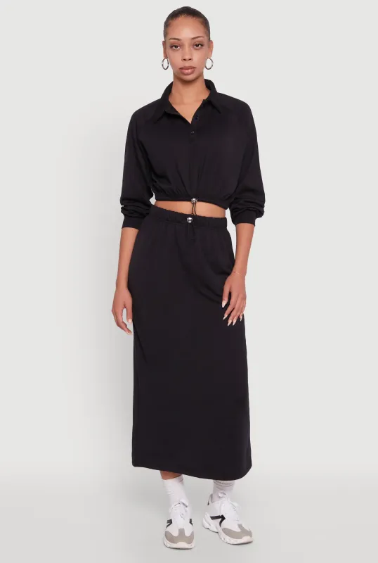 Fleece Maxi Skirt with Toggle Drawstring sold by Rainbow