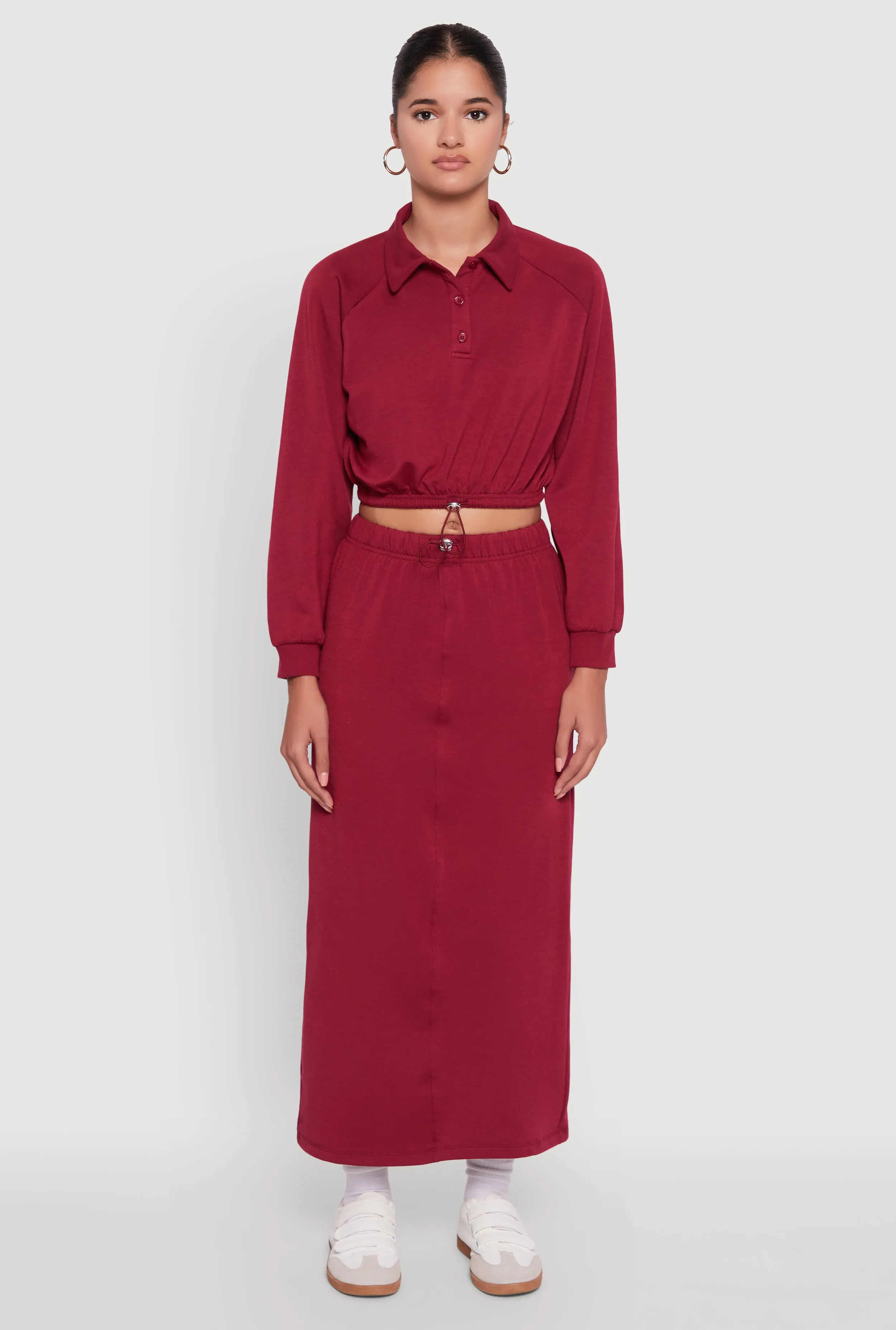 Collared Fleece Cropped Pullover Sweatshirt sold by Rainbow product image thumbnail 3