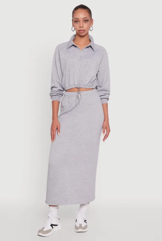 Fleece Maxi Skirt with Toggle Drawstring sold by Rainbow