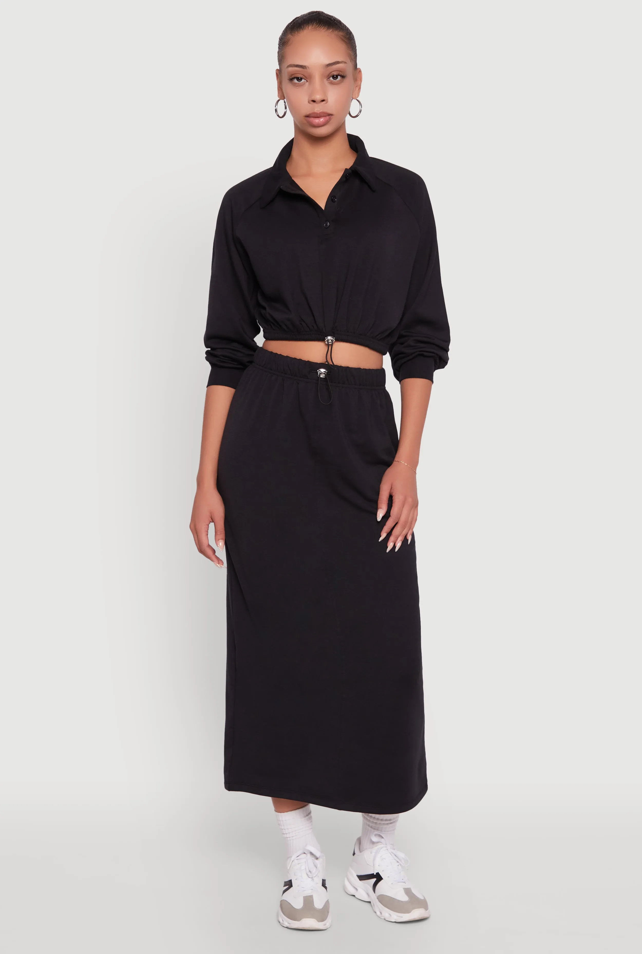 Fleece Maxi Skirt with Toggle Drawstring sold by Rainbow