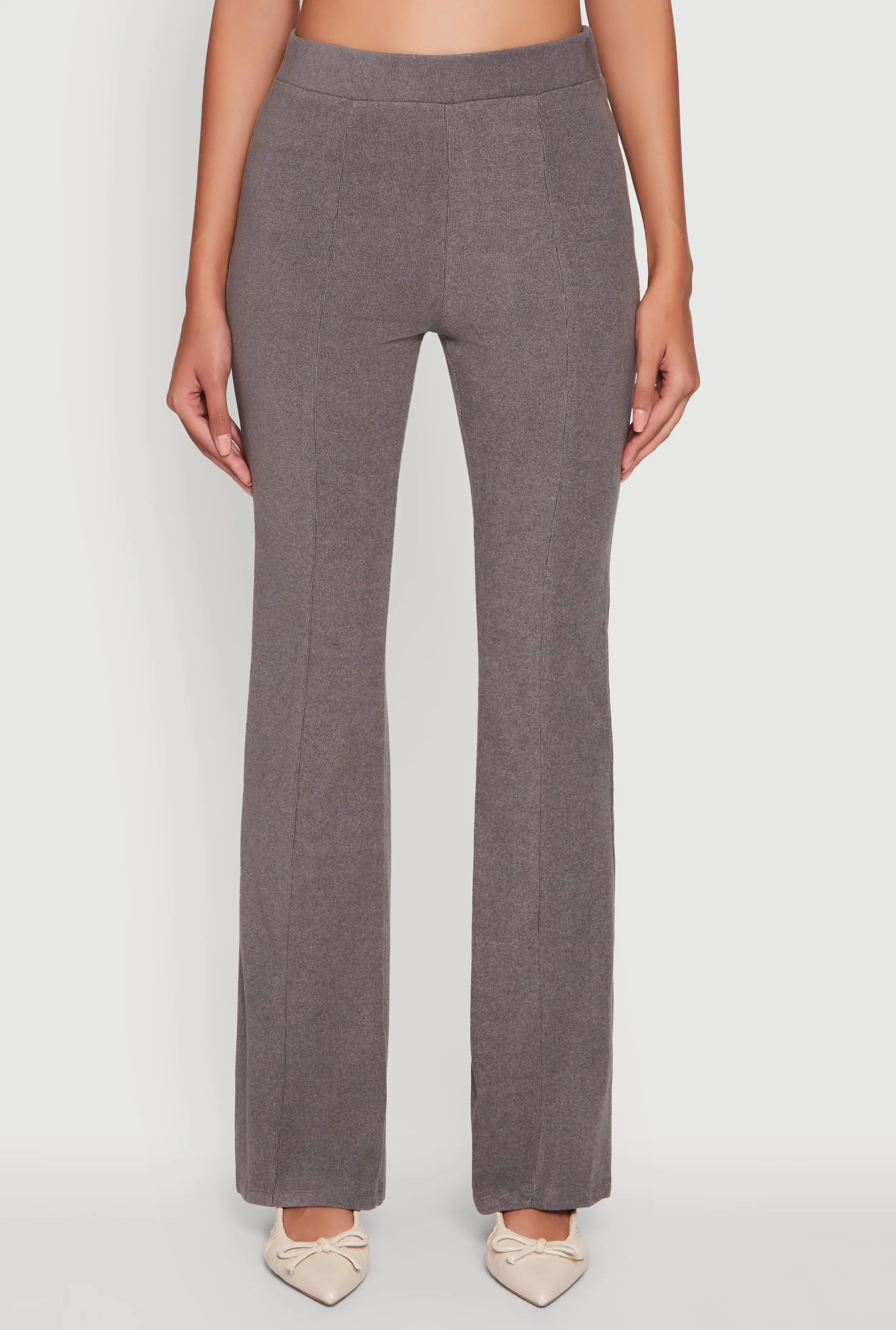 Brushed Knit Pintuck Pull On Flared Dress Pants sold by Rainbow product image thumbnail 3