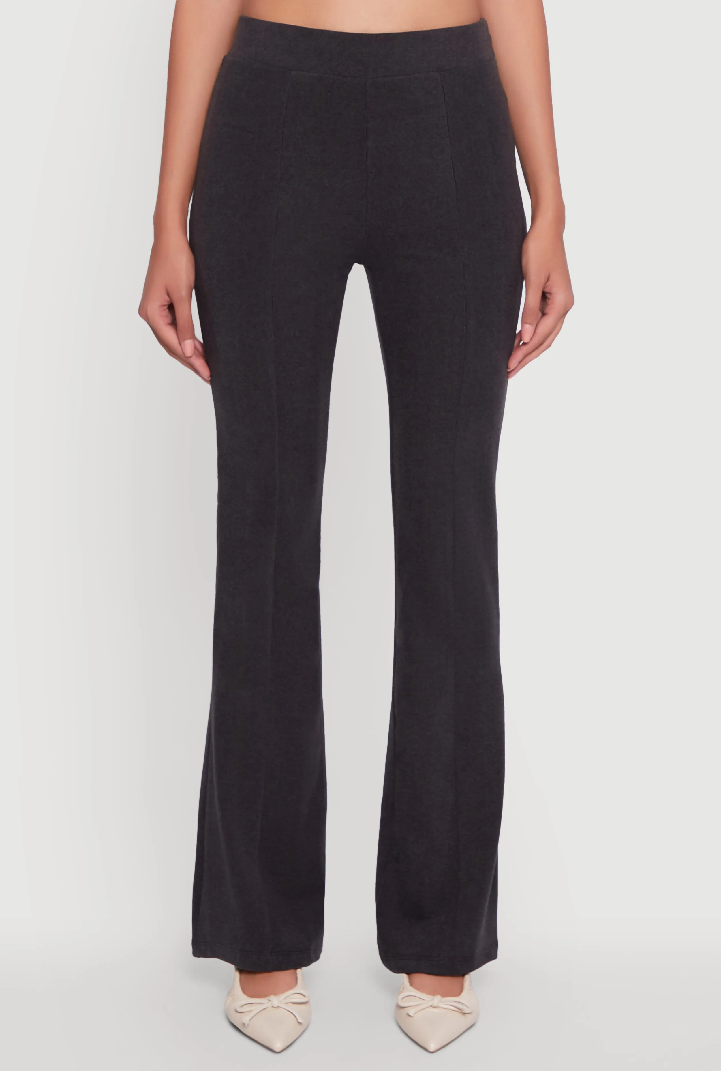 Brushed Knit Pintuck Pull On Flared Dress Pants sold by Rainbow product image thumbnail 3