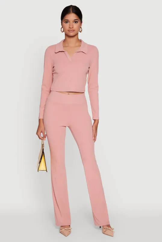 Brushed Knit Pintuck Pull On Slim Pants sold by Rainbow