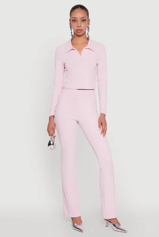 Brushed Knit Pintuck Pull On Slim Pants sold by Rainbow