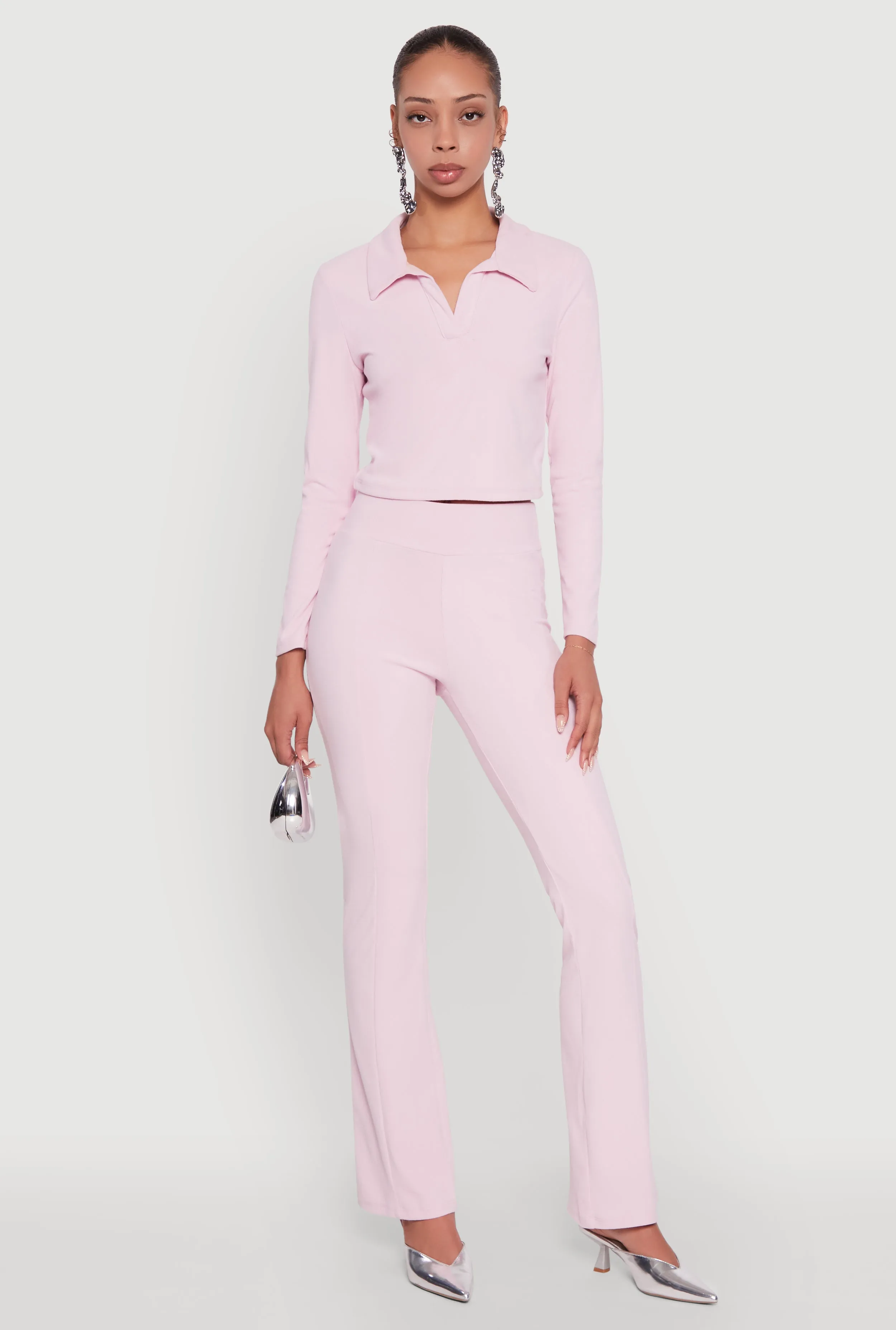 Brushed Knit Pintuck Pull On Slim Pants sold by Rainbow