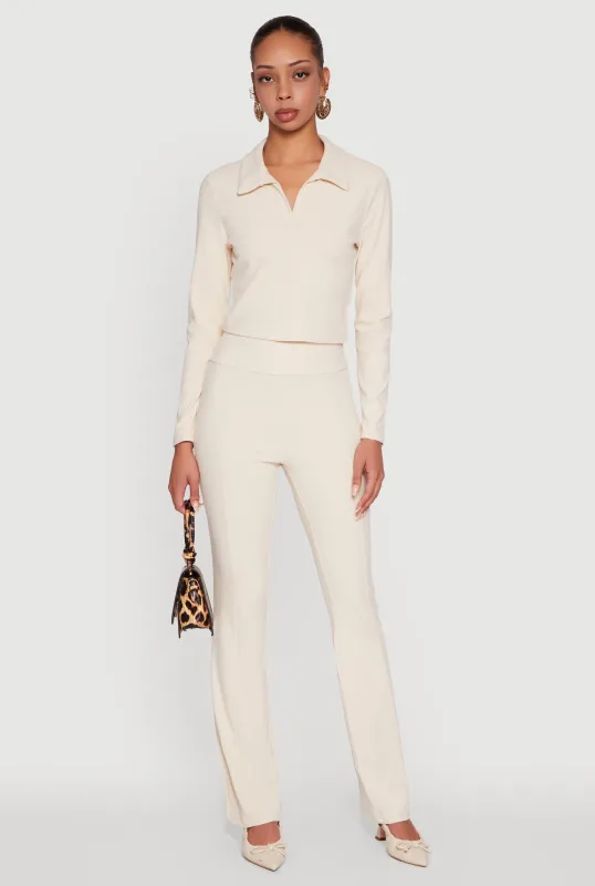 Brushed Knit Pintuck Pull On Slim Pants sold by Rainbow