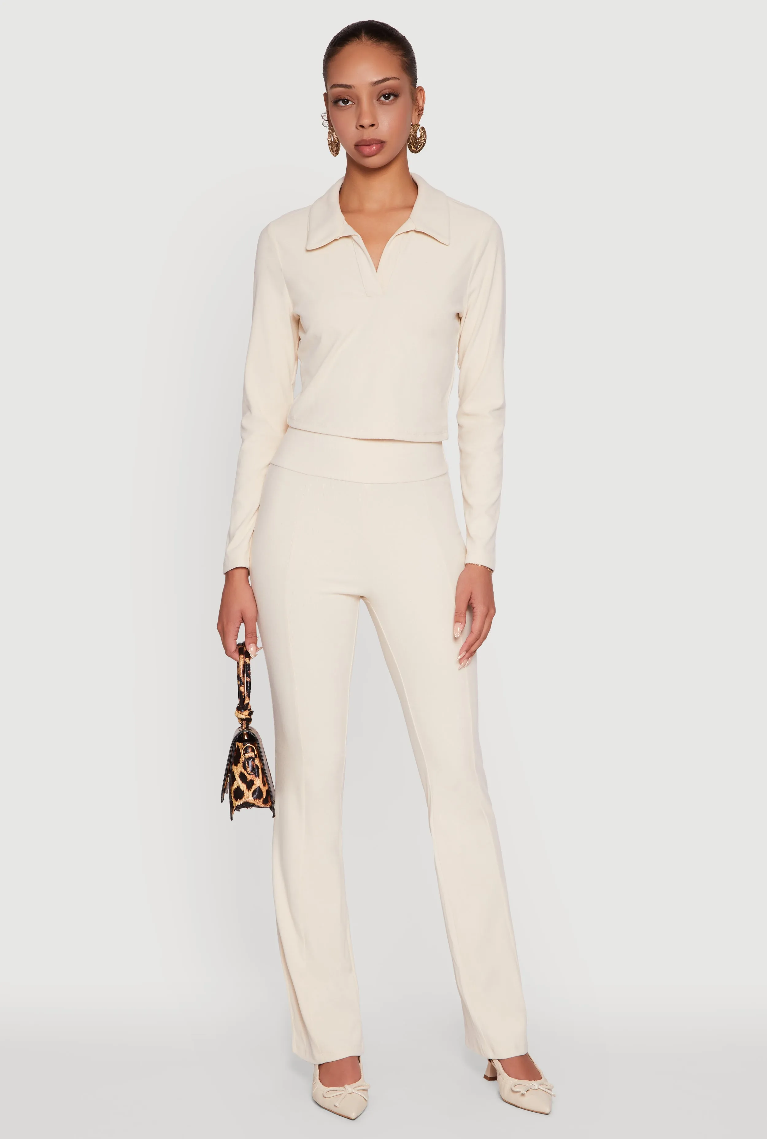 Brushed Knit Pintuck Pull On Slim Pants sold by Rainbow