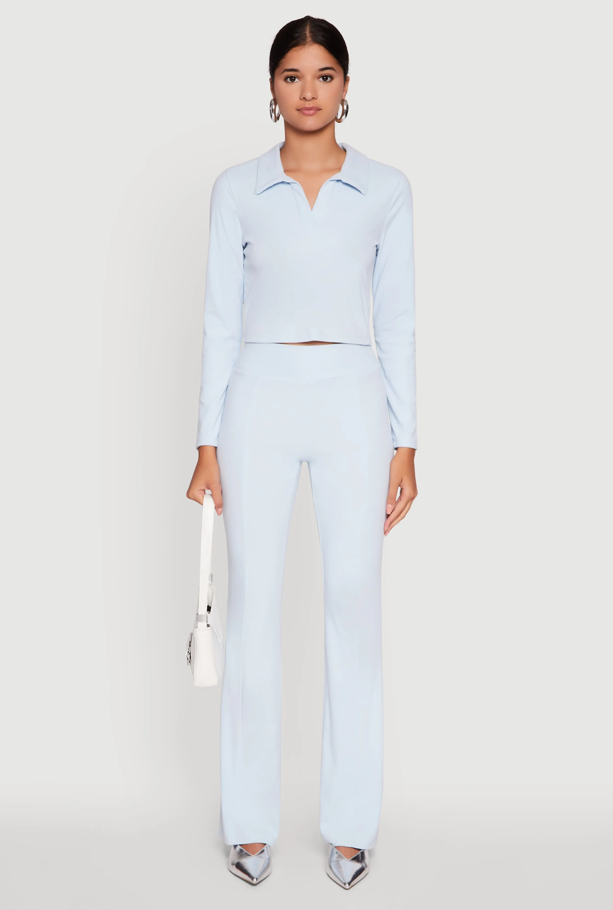 Brushed Knit Cropped Johnny Collar Polo Shirt sold by Rainbow product image thumbnail 3