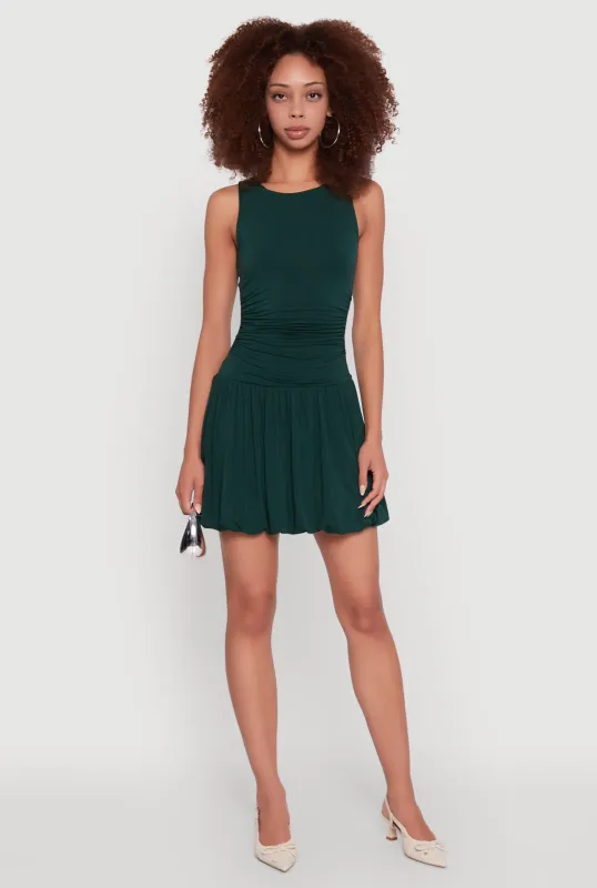 Sleeveless Ruched Side Bubble Hem Dress made by Madden Girl