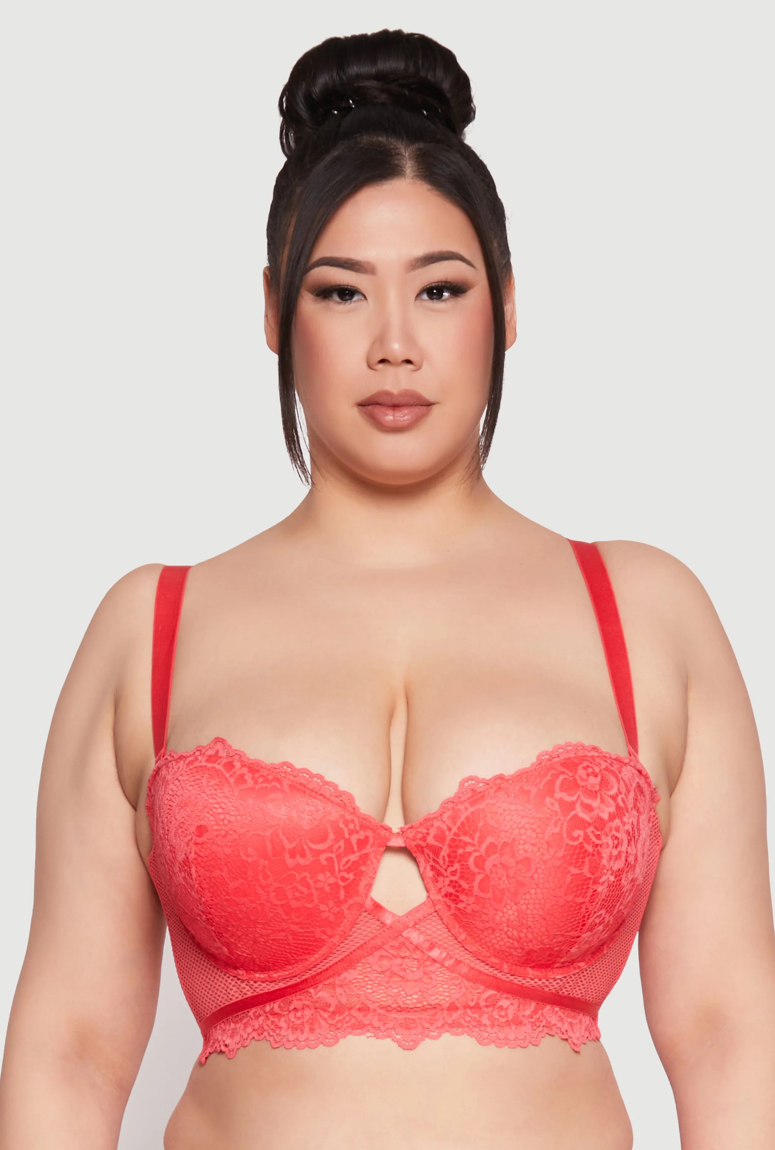 Plus Size Caged Convertible Longline Lace Balconette Bra sold by Rainbow