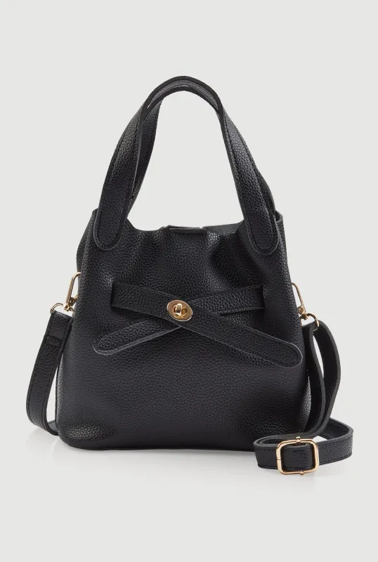 Criss Cross Strap Detail Convertible Bucket Bag sold by Rainbow