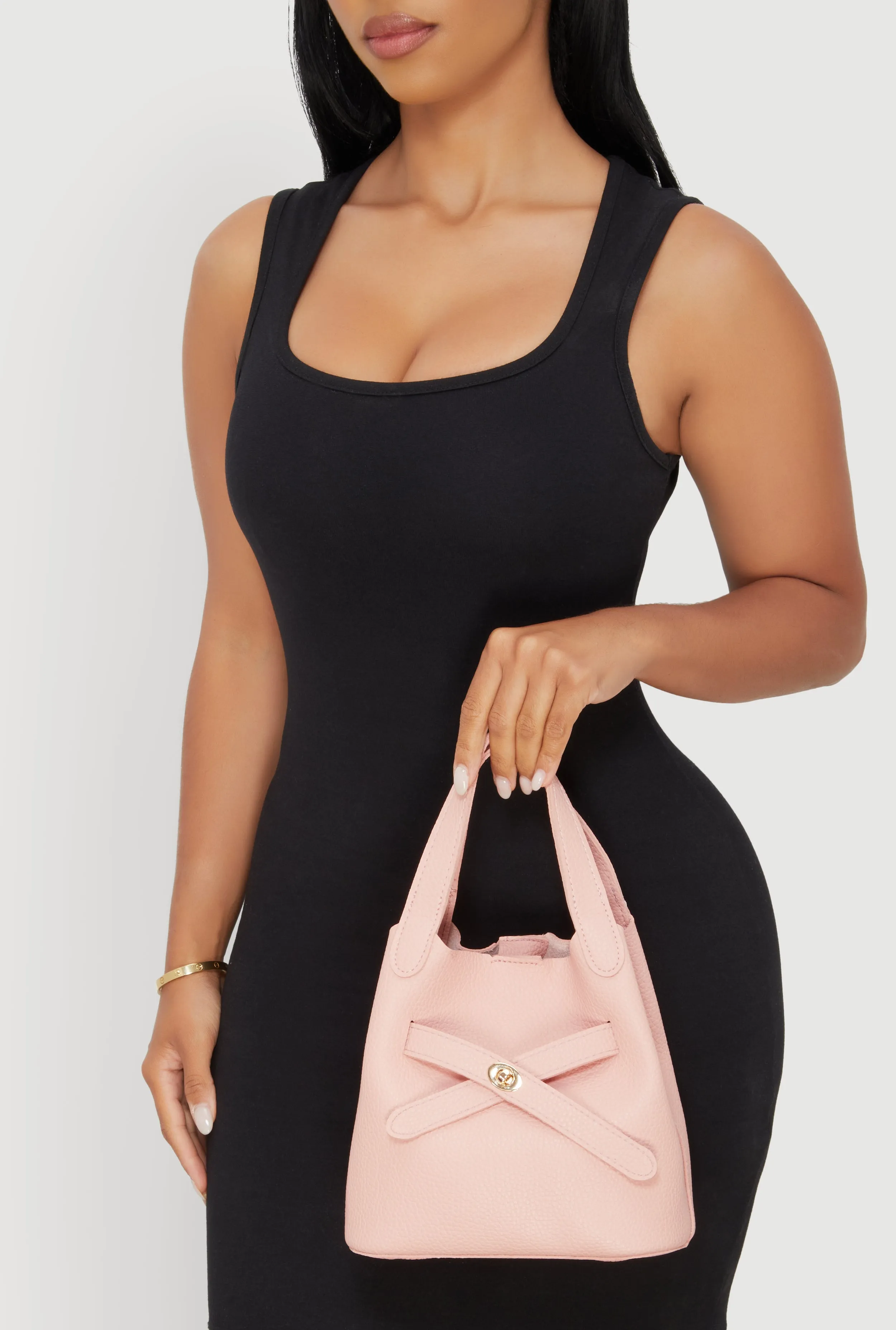 Criss Cross Strap Detail Convertible Bucket Bag sold by Rainbow product image thumbnail 2