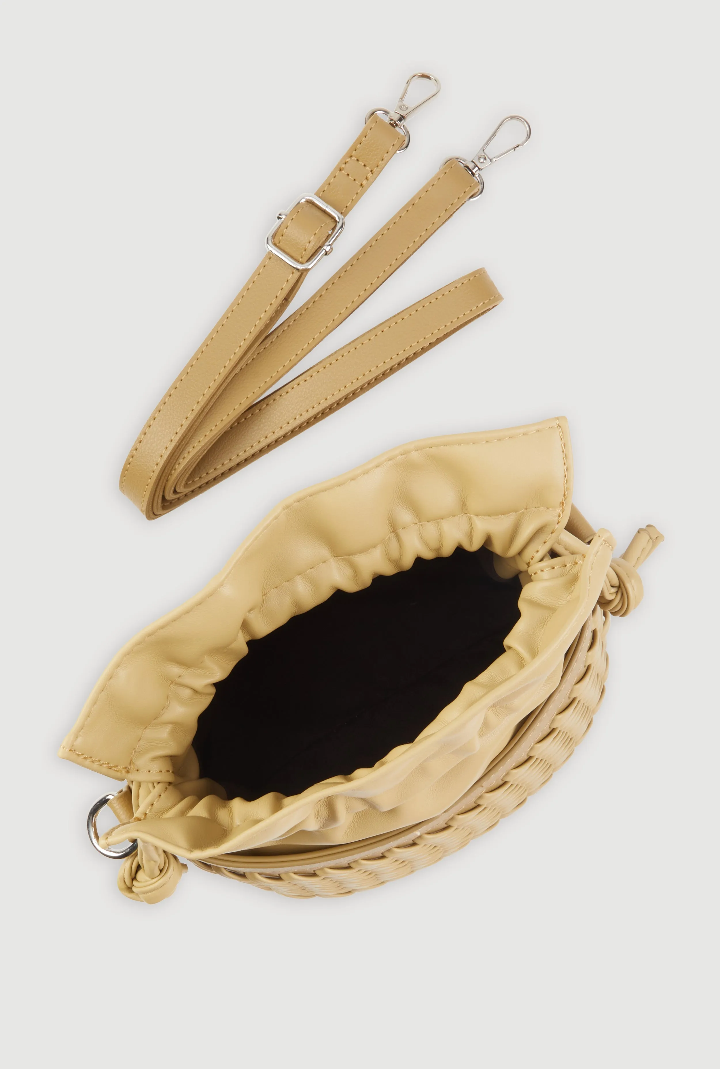 Woven Faux Leather Crossbody Bucket Bag sold by Rainbow product image thumbnail 5