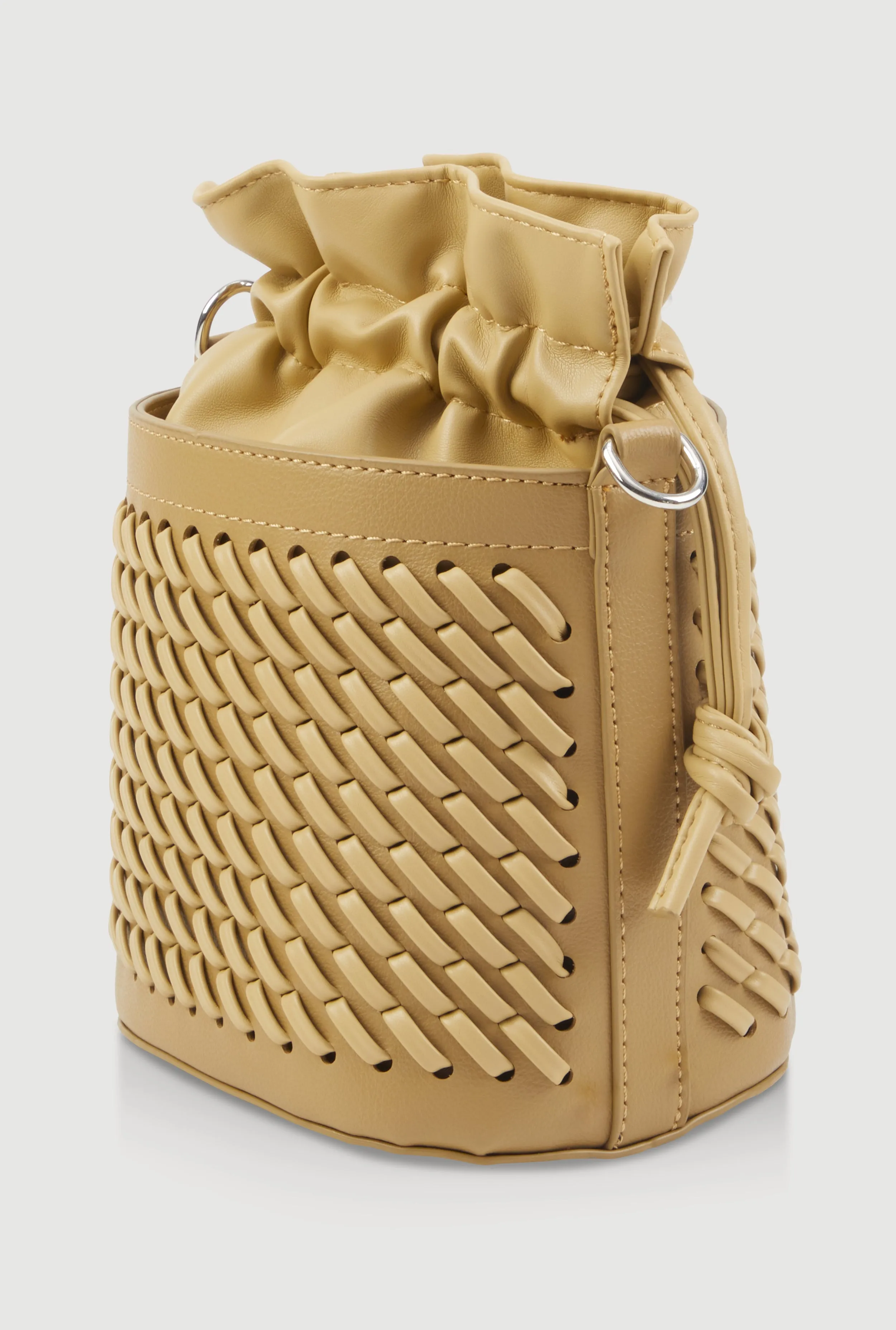 Woven Faux Leather Crossbody Bucket Bag sold by Rainbow product image thumbnail 3