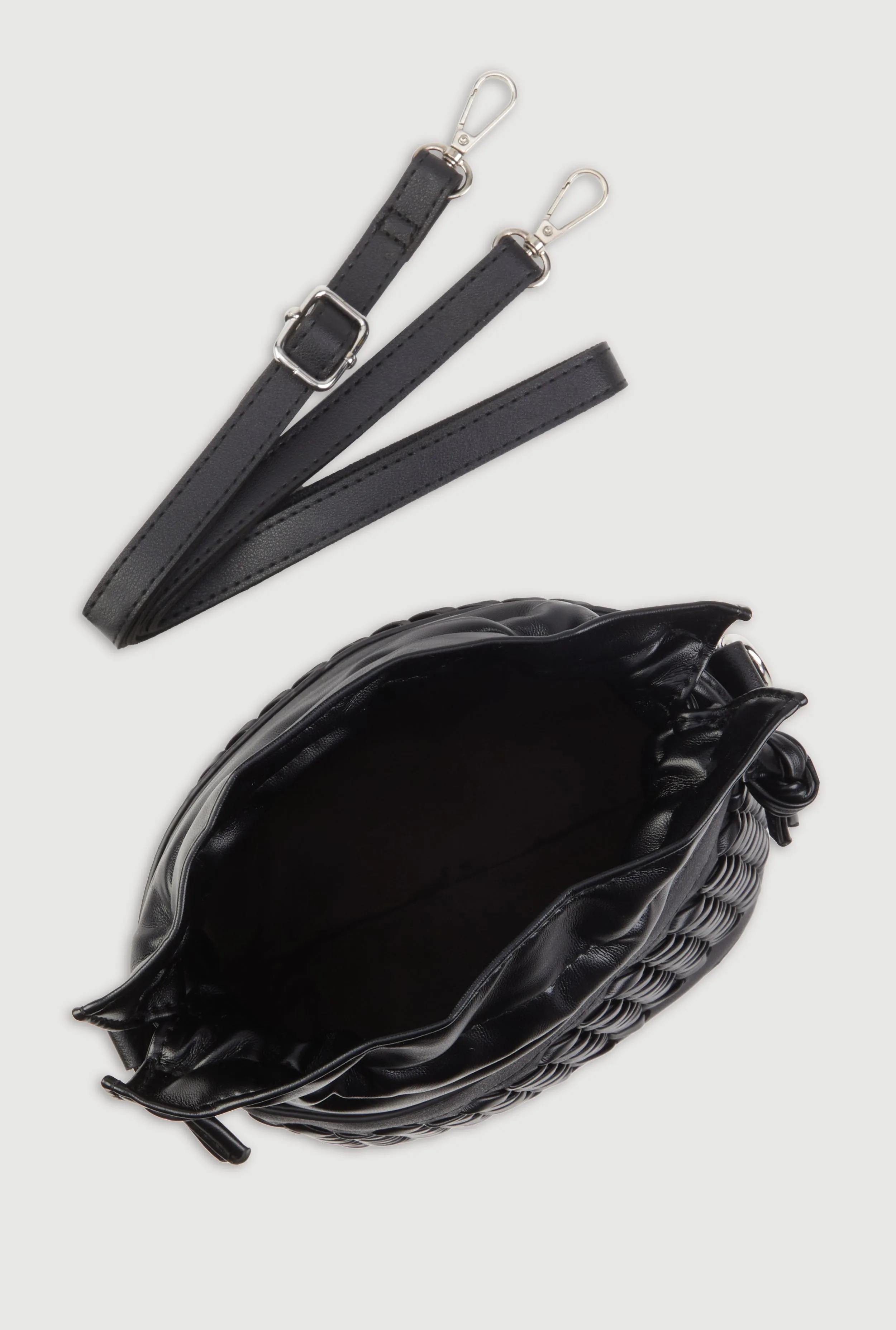 Woven Faux Leather Crossbody Bucket Bag sold by Rainbow product image thumbnail 5