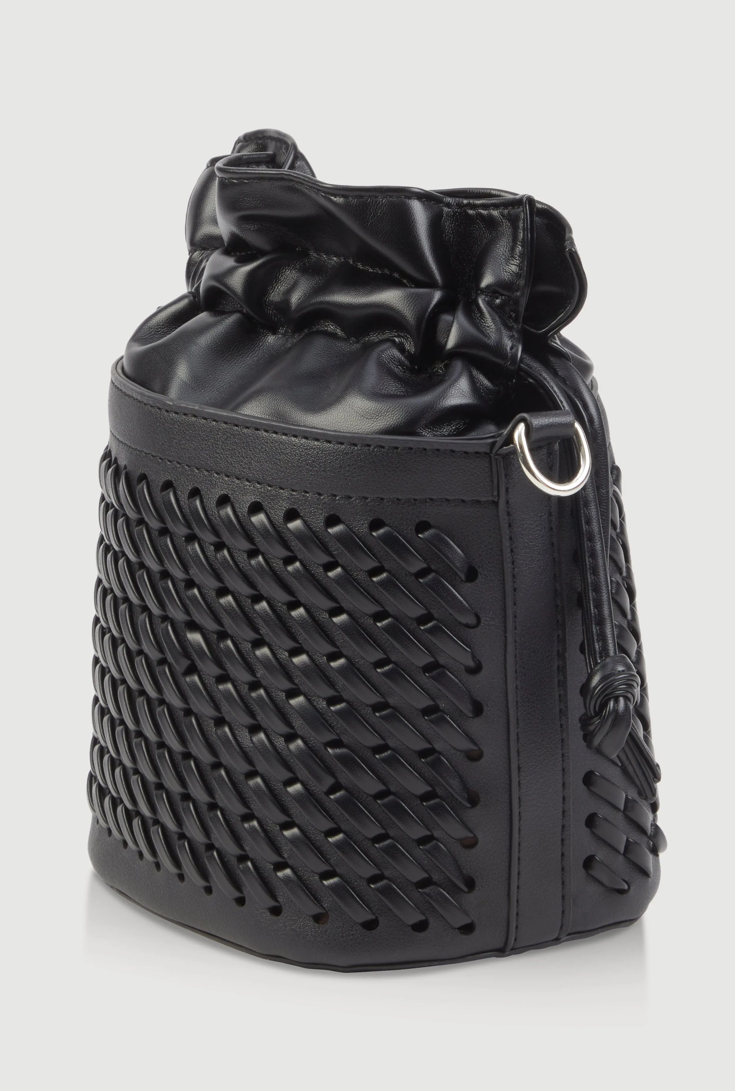 Woven Faux Leather Crossbody Bucket Bag sold by Rainbow product image thumbnail 3