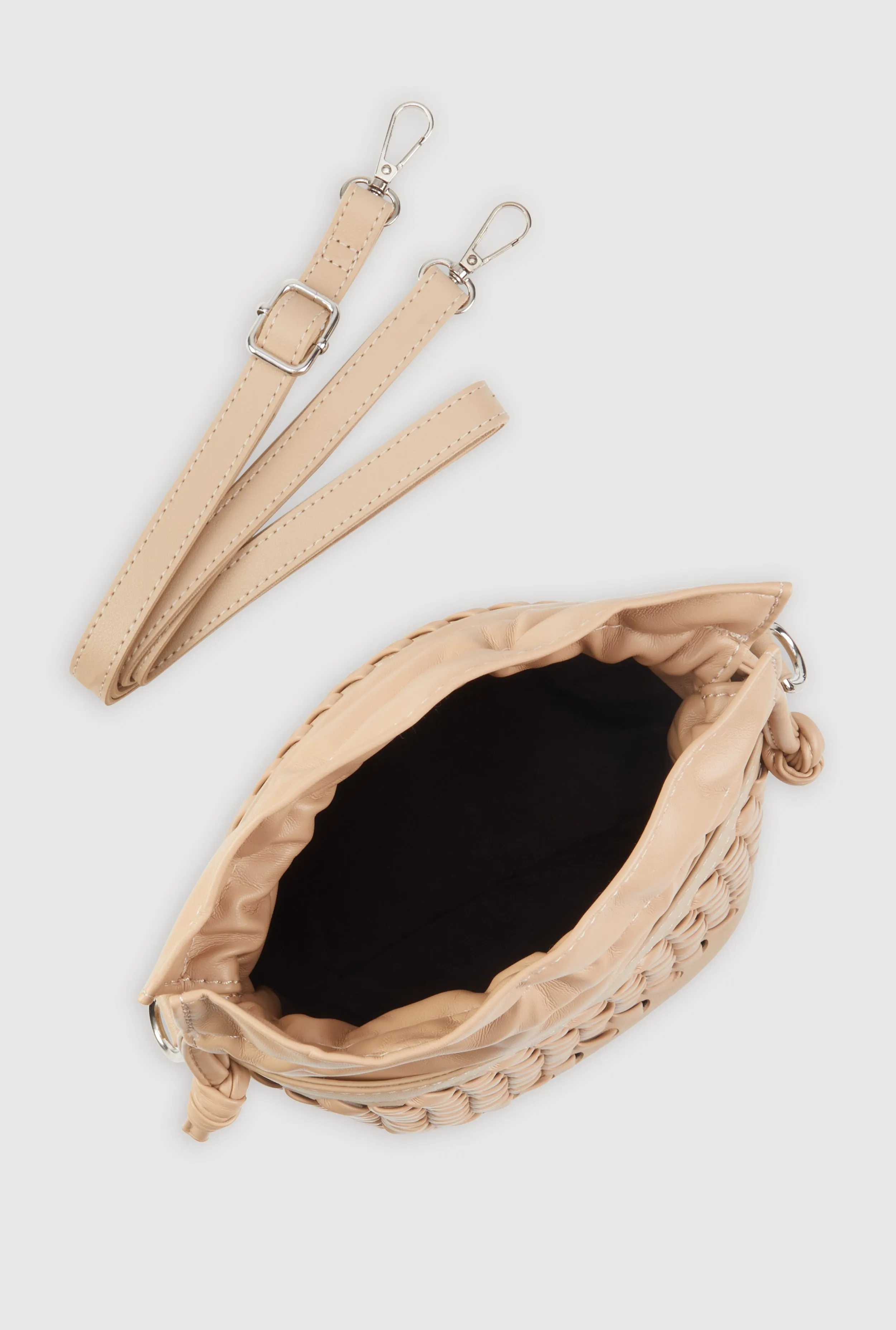 Woven Faux Leather Crossbody Bucket Bag sold by Rainbow product image thumbnail 5