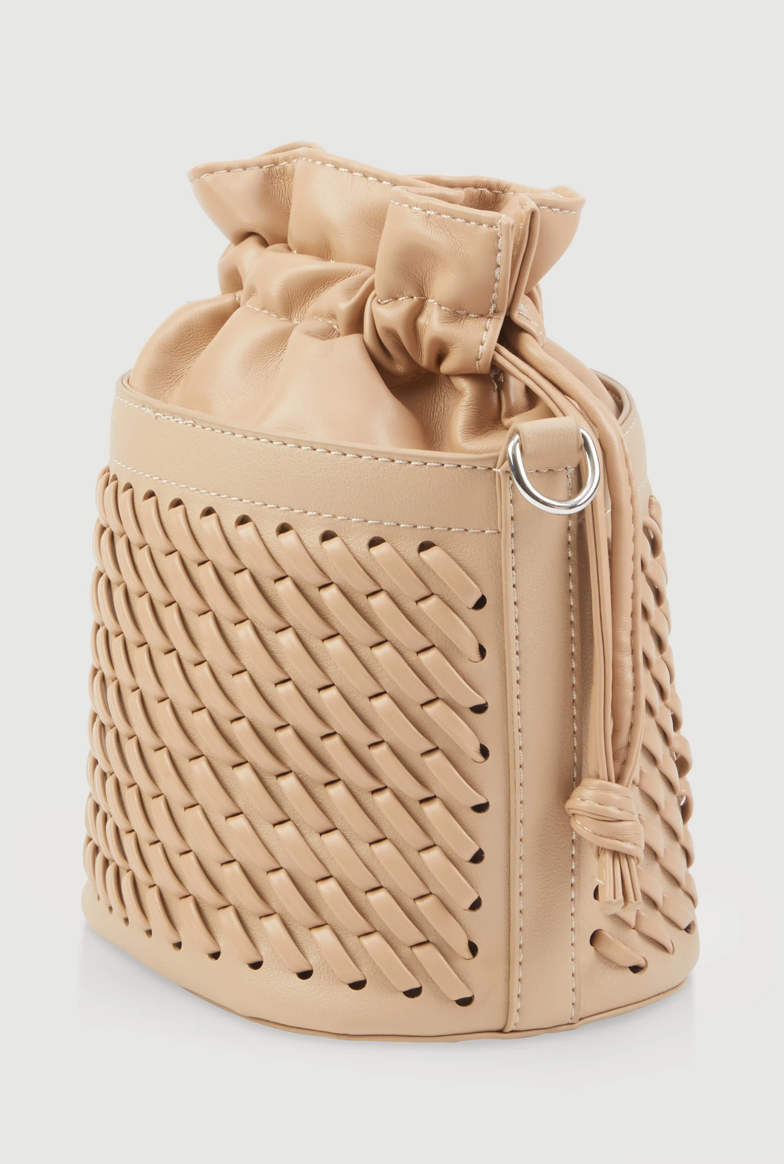 Woven Faux Leather Crossbody Bucket Bag sold by Rainbow product image thumbnail 3