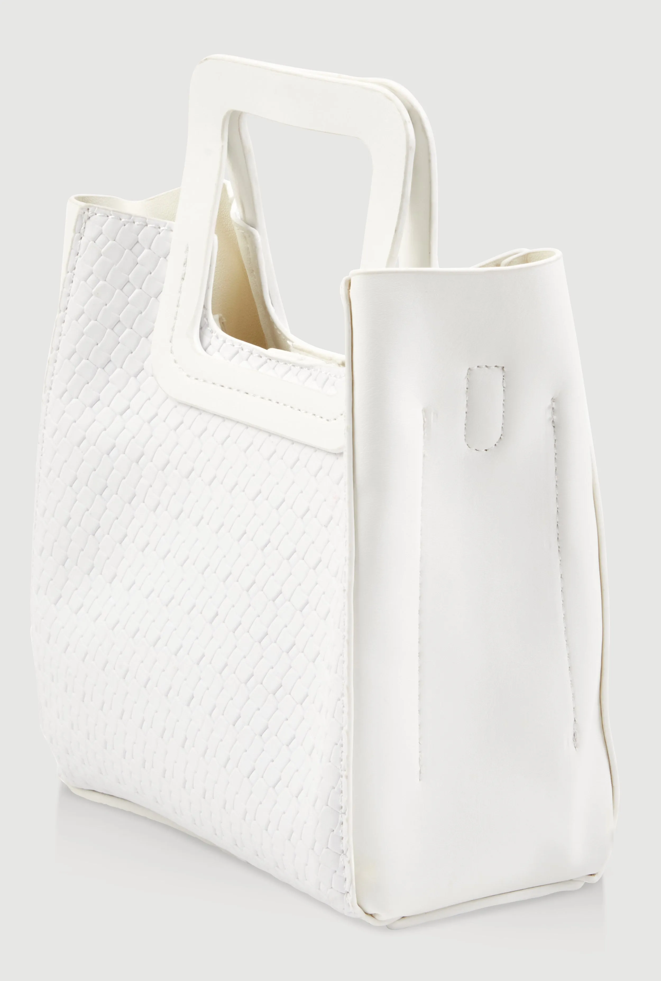 Faux Leather Basketweave Convertible Handbag sold by Rainbow product image thumbnail 5