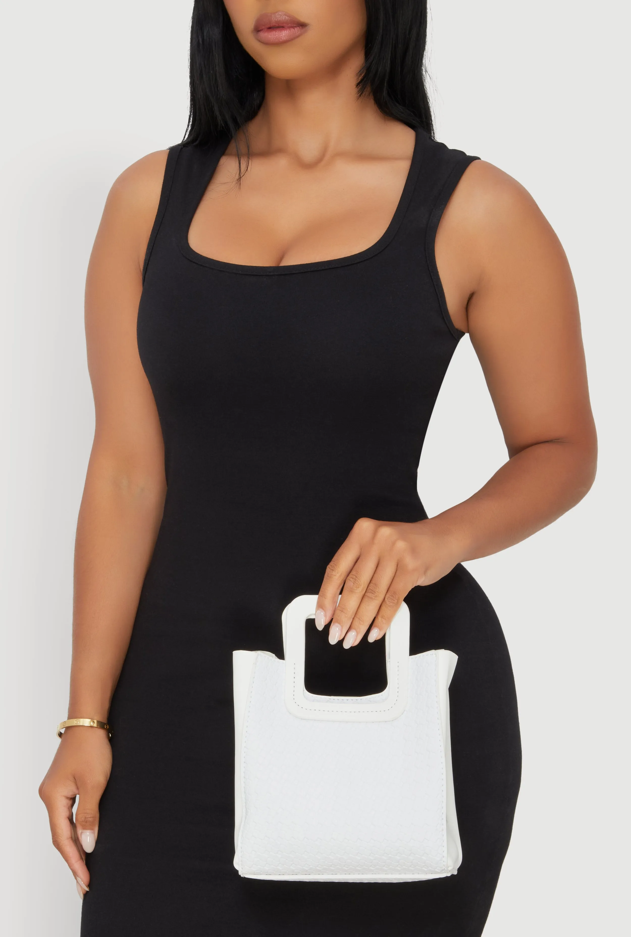 Faux Leather Basketweave Convertible Handbag sold by Rainbow product image thumbnail 2